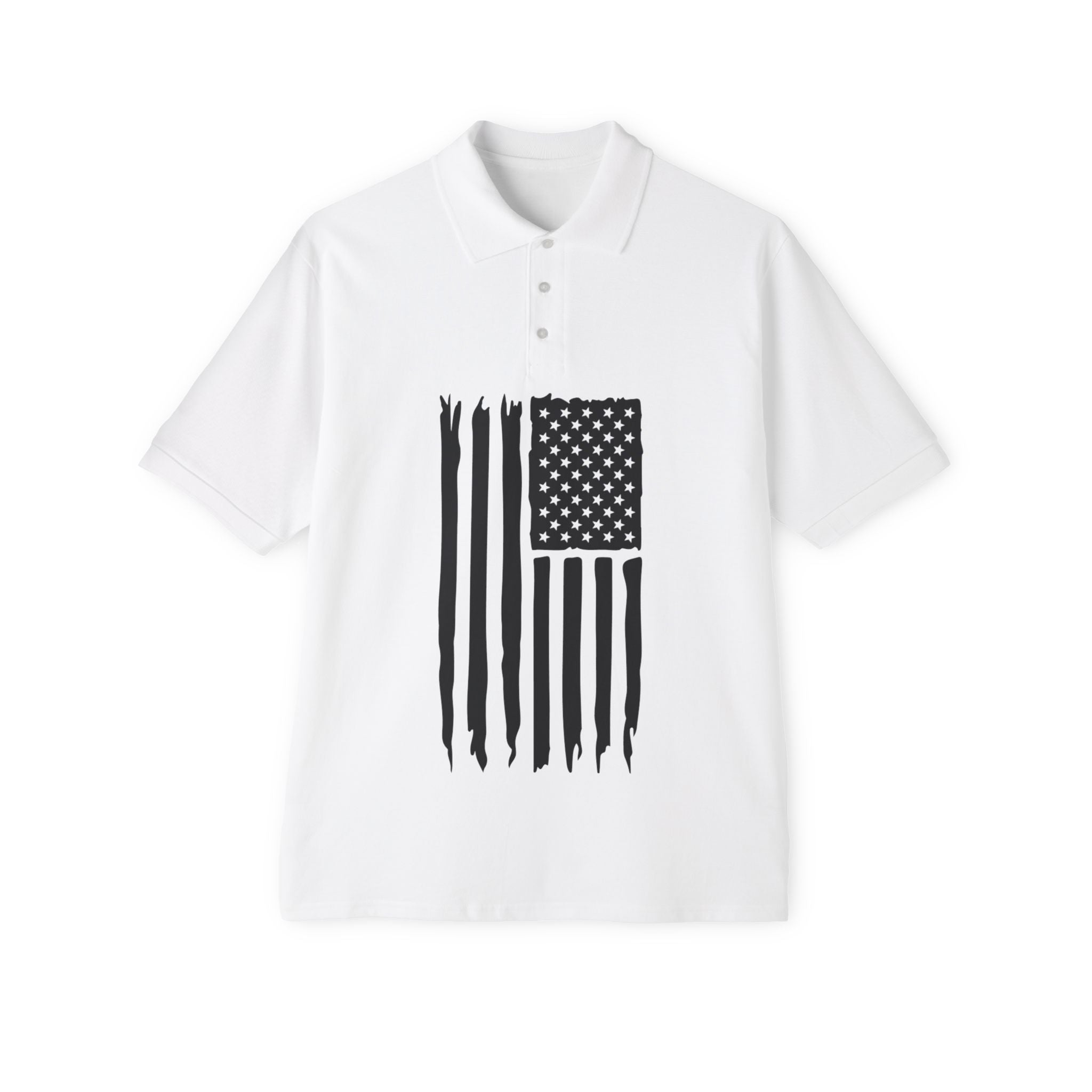 Distressed American Flag Polo — Men’s Patriotic Golf Shirt