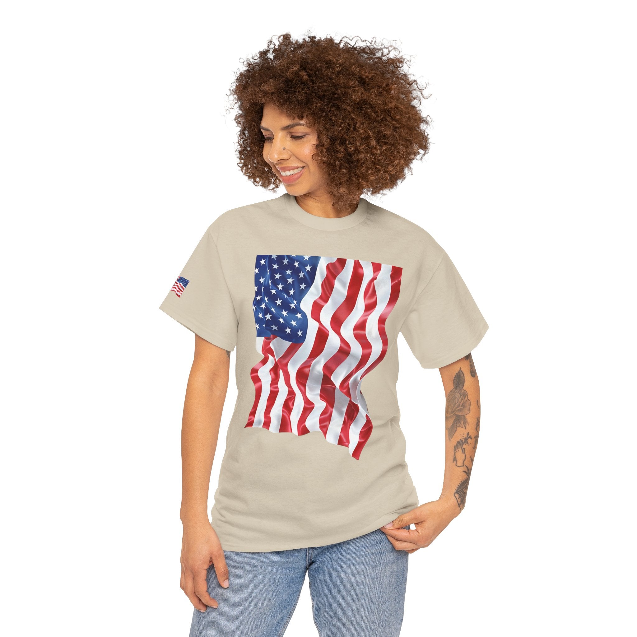 American Flag T-Shirt — Waving USA Graphic Tee (Fourth of July, Memorial Day)