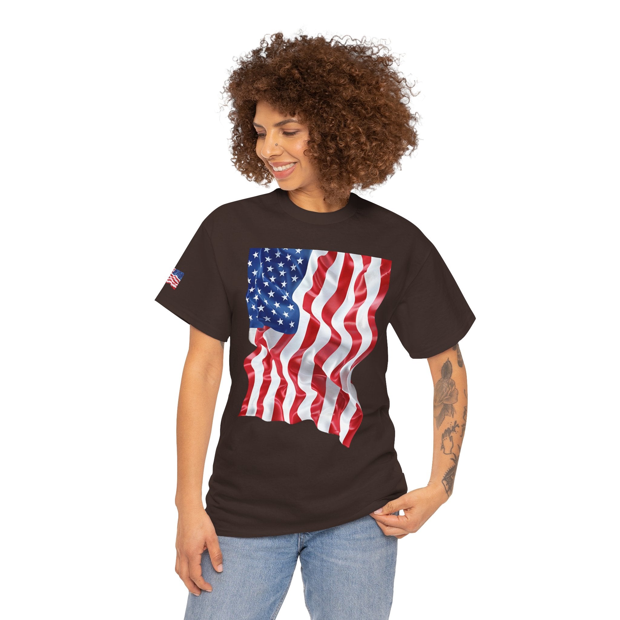 American Flag T-Shirt — Waving USA Graphic Tee (Fourth of July, Memorial Day)