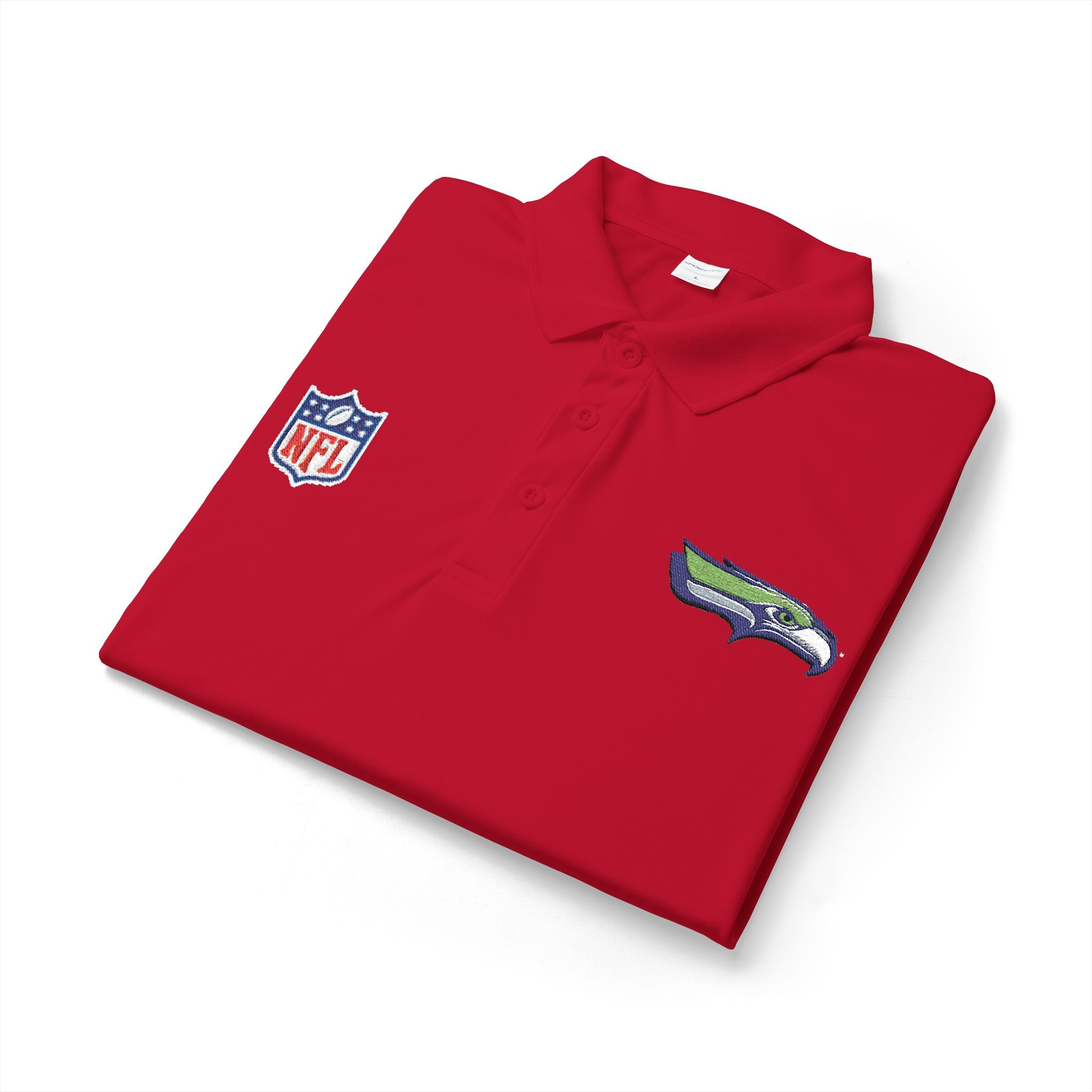 Seahawks Embroidered Polo Shirt — NFL Logo Performance Golf Polo