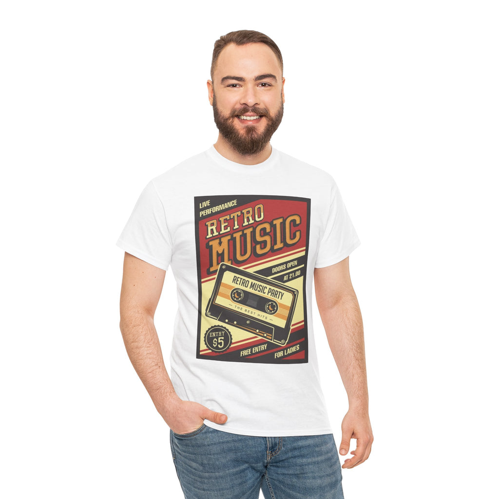 Retro Music Cassette Tee — Vintage 80s Band Poster T-Shirt
