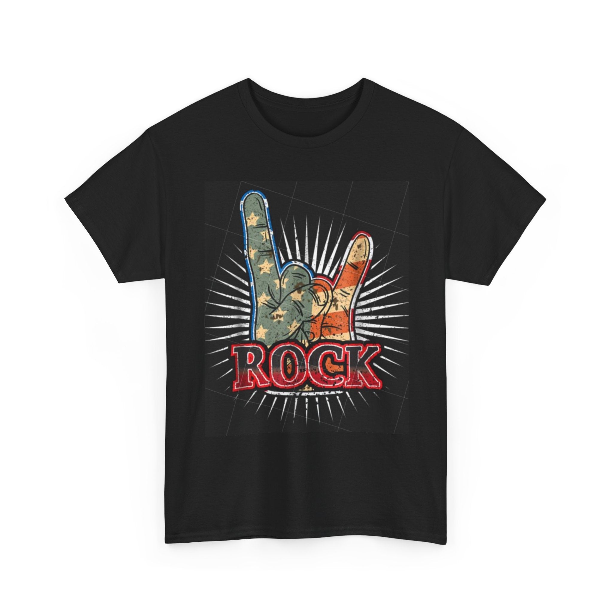 Rock Hand Graphic Tee — Vintage American Flag Rock'n'Roll T-Shirt