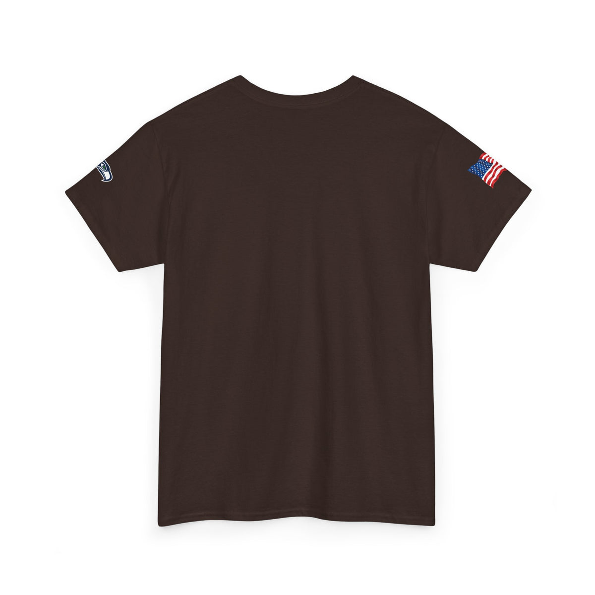 Suzuki Logo White Tee — Small Chest Emblem with American Flag Sleeve