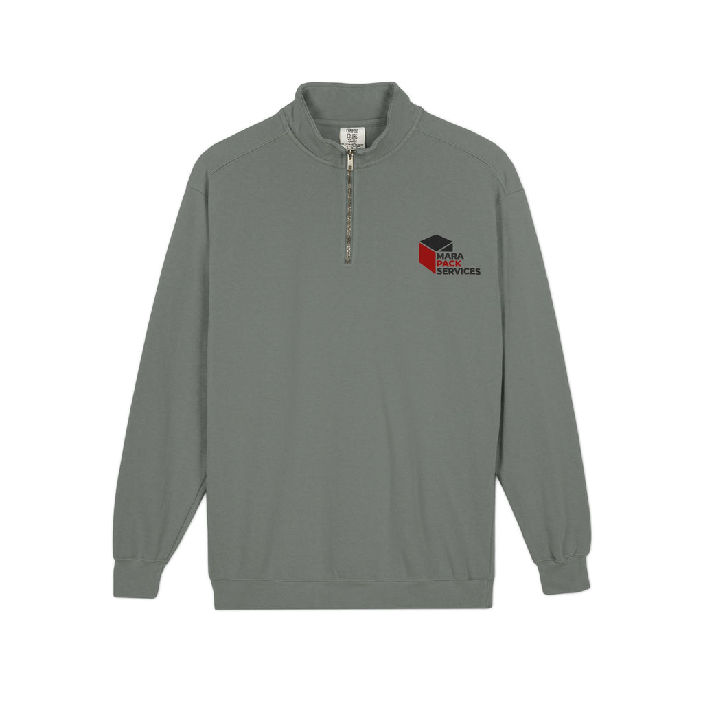 Quarter-Zip Sweatshirt — Minimal Red & Black Hex Logo
