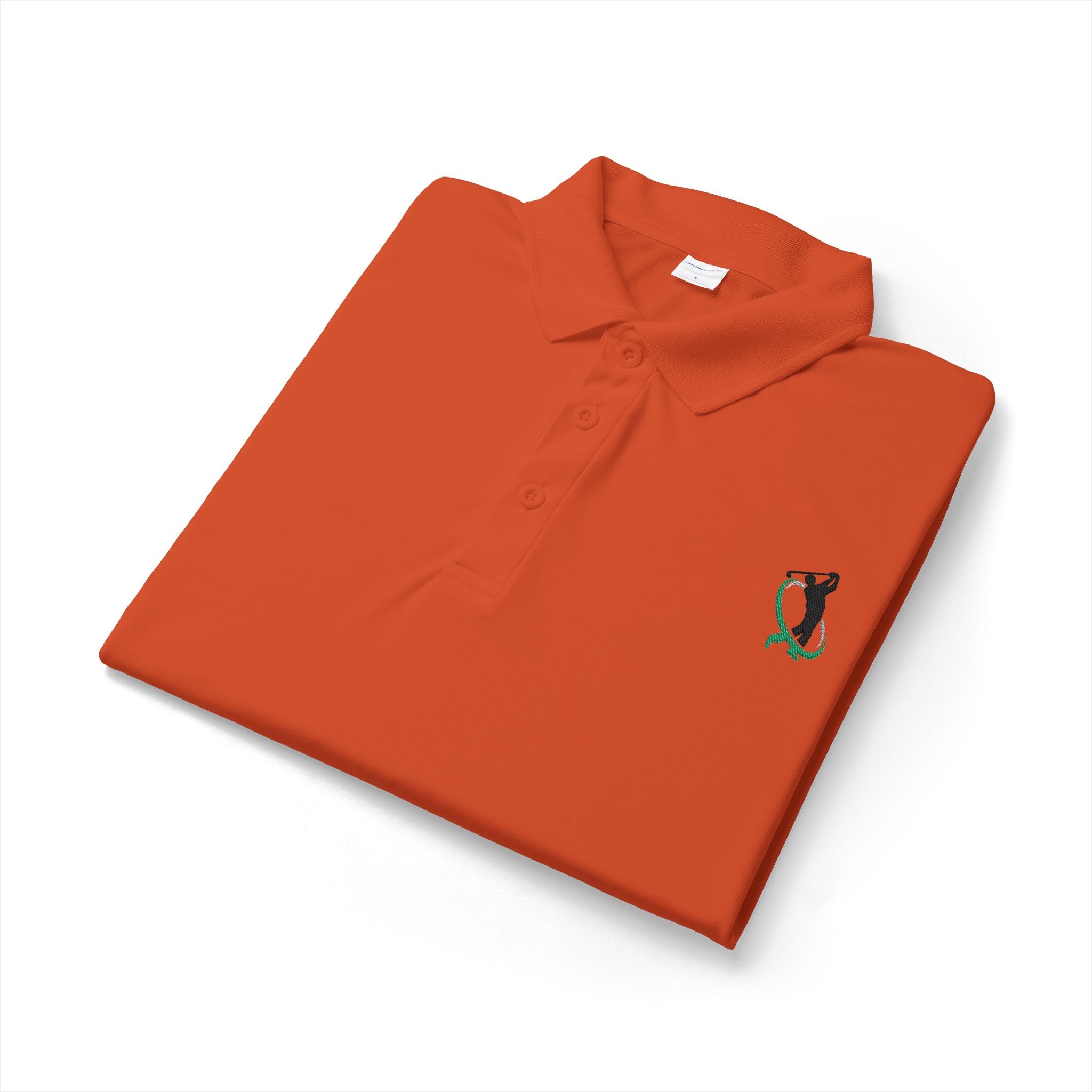 Embroidered Golf Polo Shirt — Small Golfer Logo Performance Polo