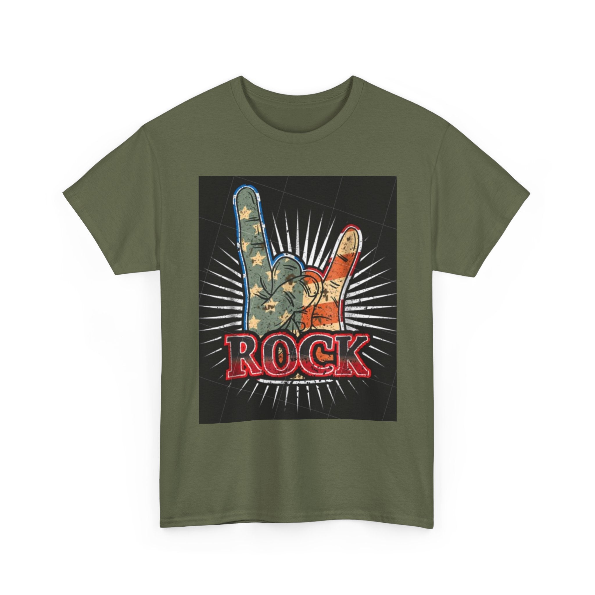 Rock Hand Graphic Tee — Vintage American Flag Rock'n'Roll T-Shirt