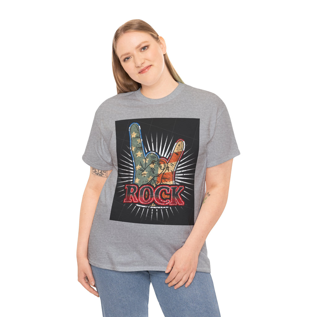 Rock Hand Graphic Tee — Vintage American Flag Rock'n'Roll T-Shirt
