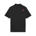 White Polo Shirt with Small American Flag Embroidery — Patriotic Performance Polo