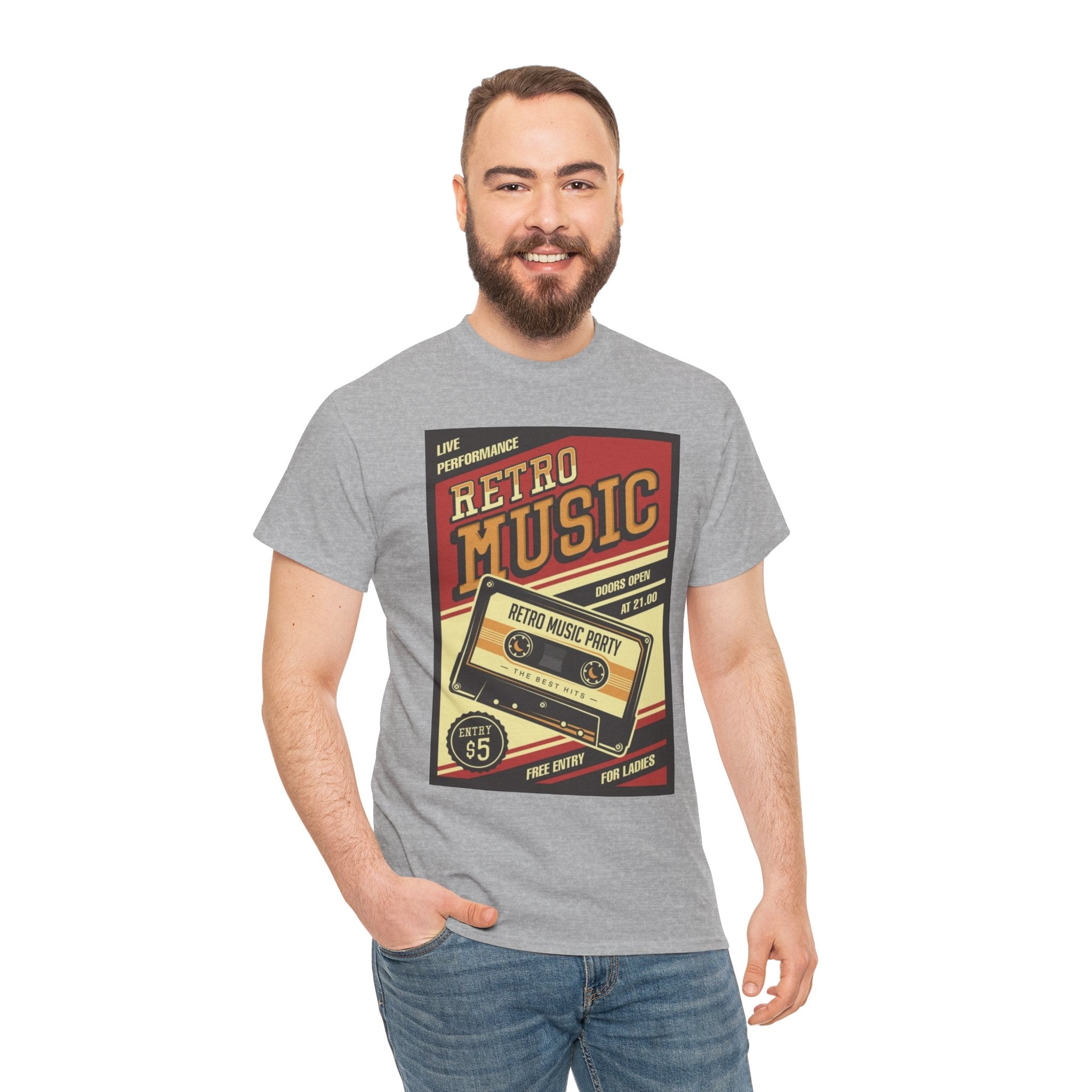 Retro Music Cassette Tee — Vintage 80s Band Poster T-Shirt