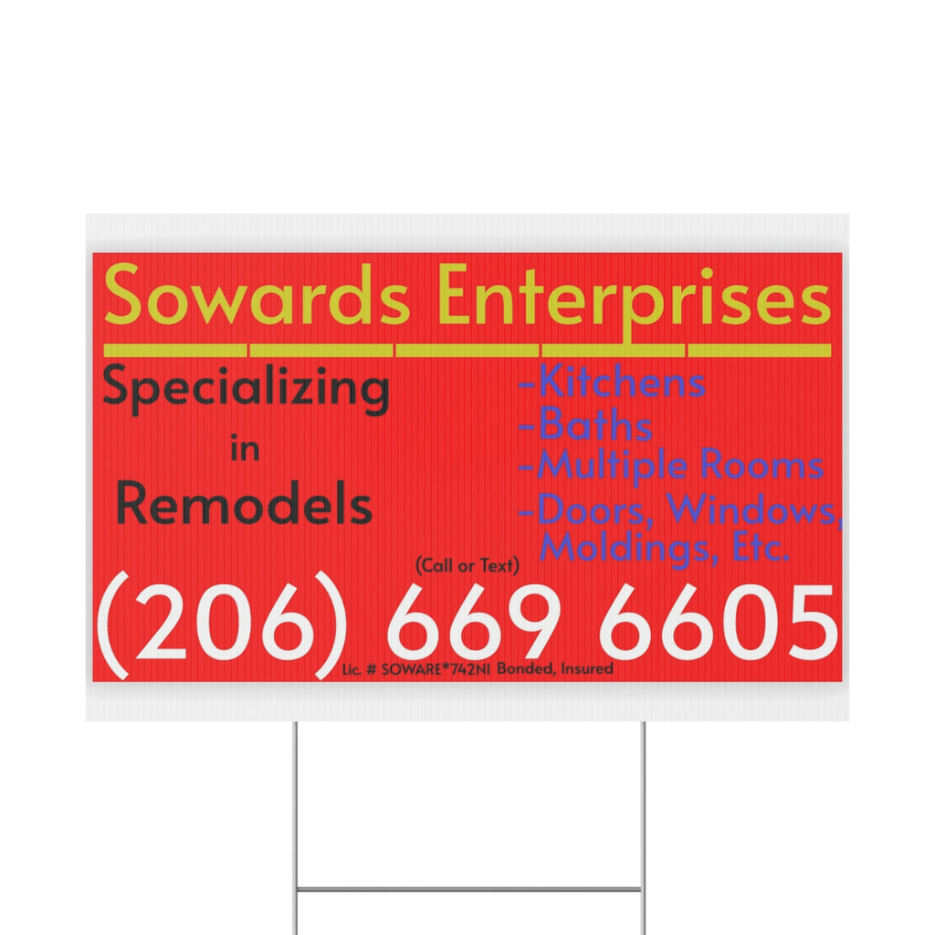 Plastic Yard Sign — Custom Business Real Estate Remodel Lawn Sign with Phone Number