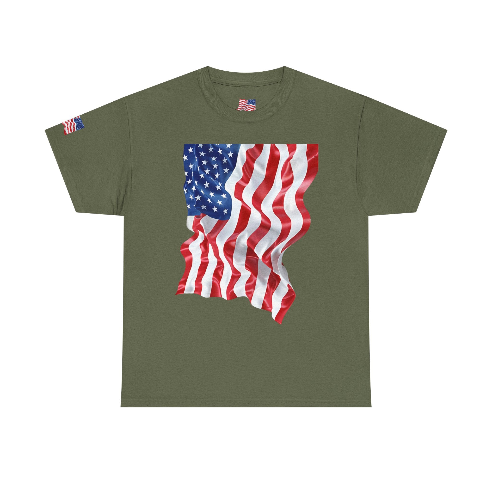 American Flag T-Shirt — Waving USA Graphic Tee (Fourth of July, Memorial Day)
