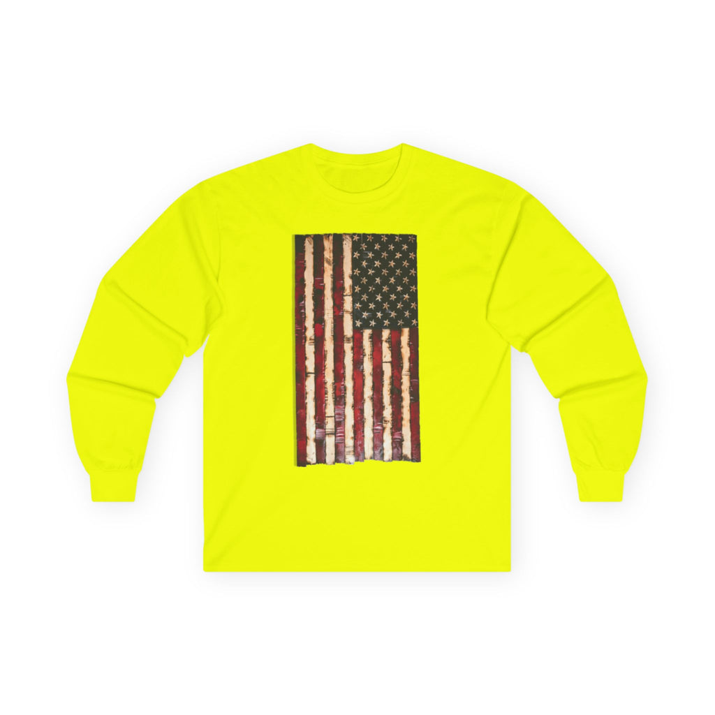 Distressed American Flag Long Sleeve Tee