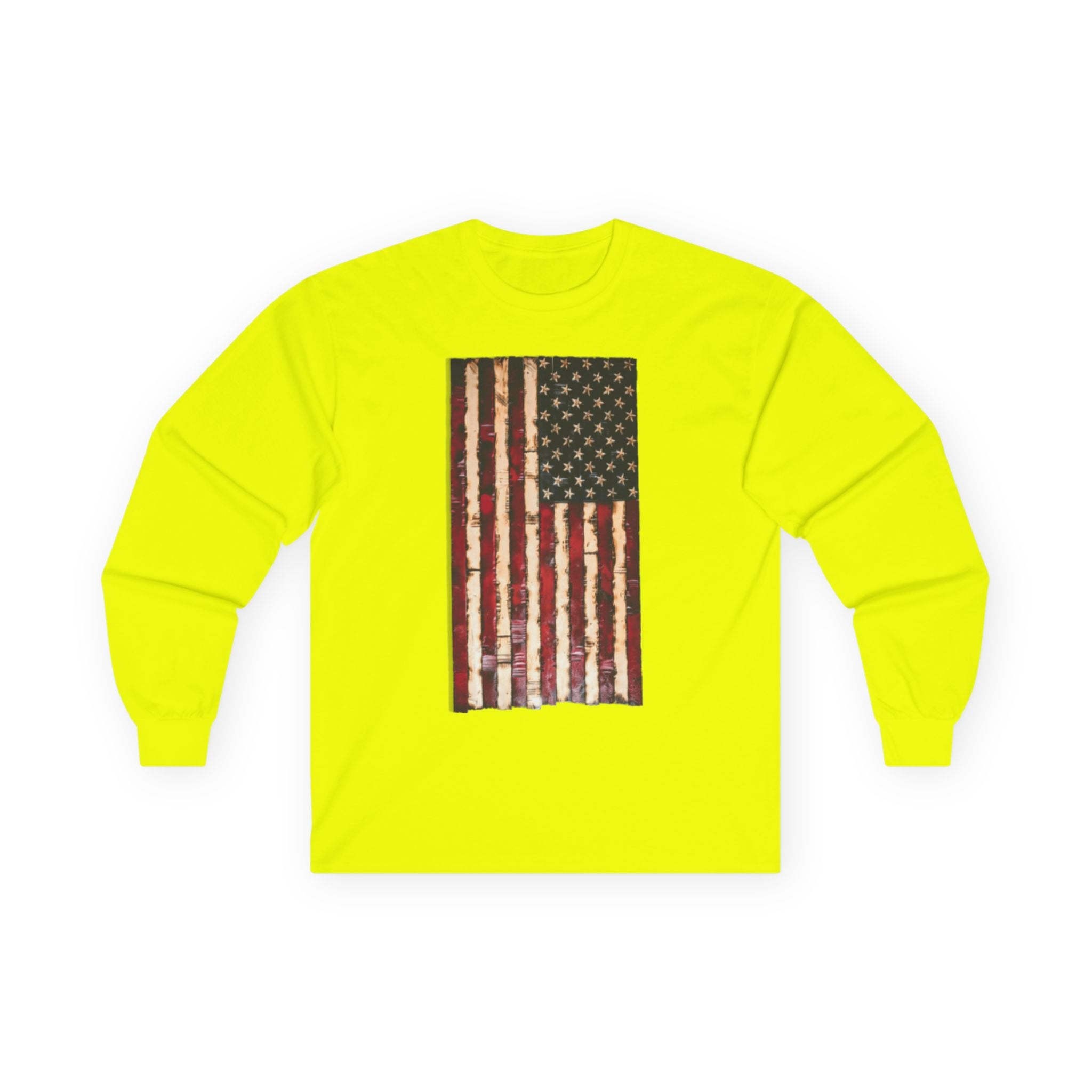 Distressed American Flag Long Sleeve Tee