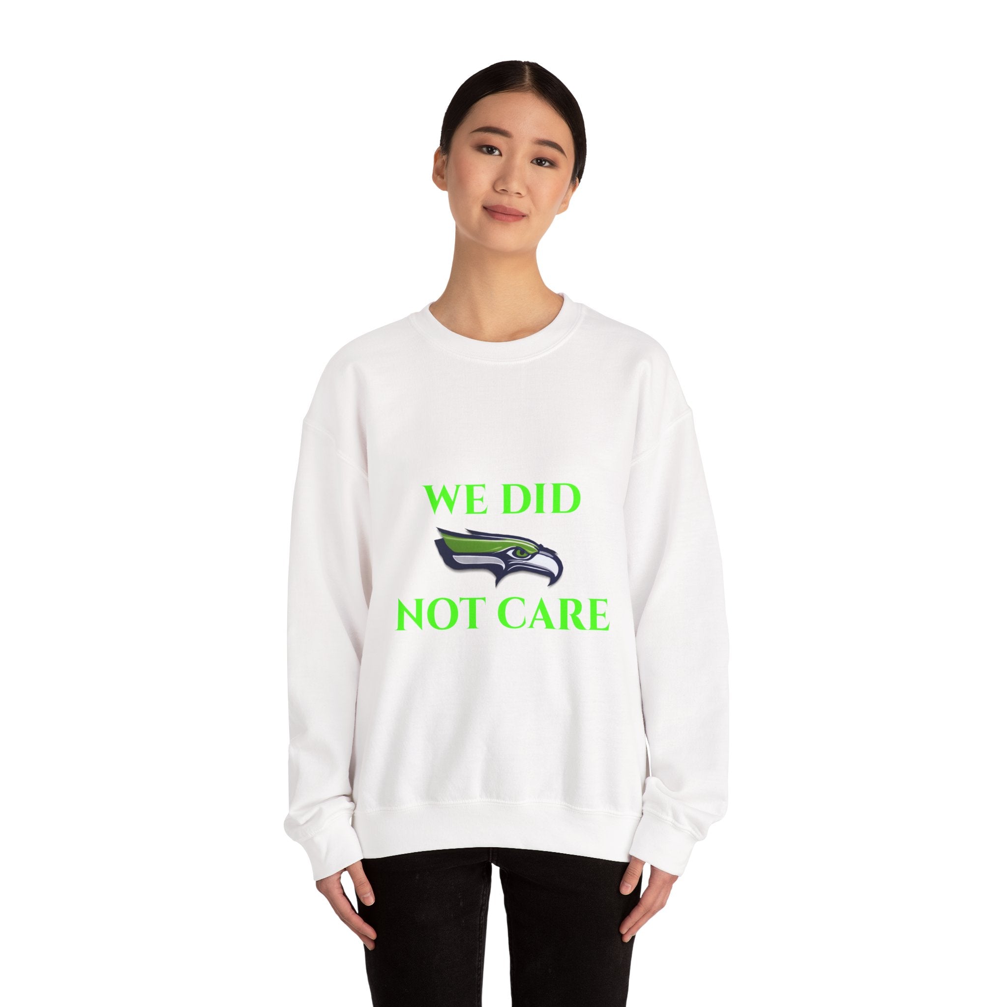 Crewneck Sweatshirt — "We Don't Care" Seahawks-Inspired Graphic