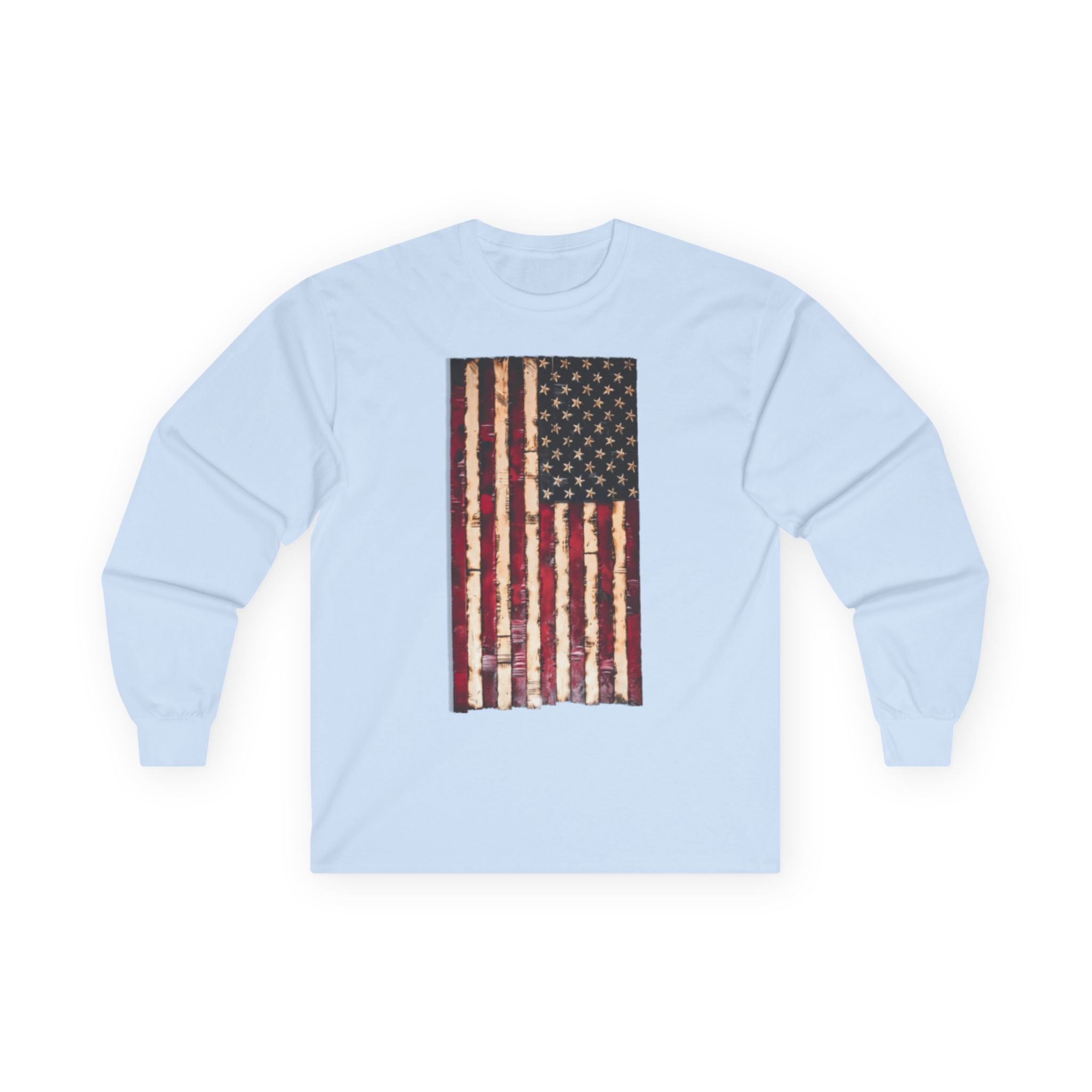 Distressed American Flag Long Sleeve Tee