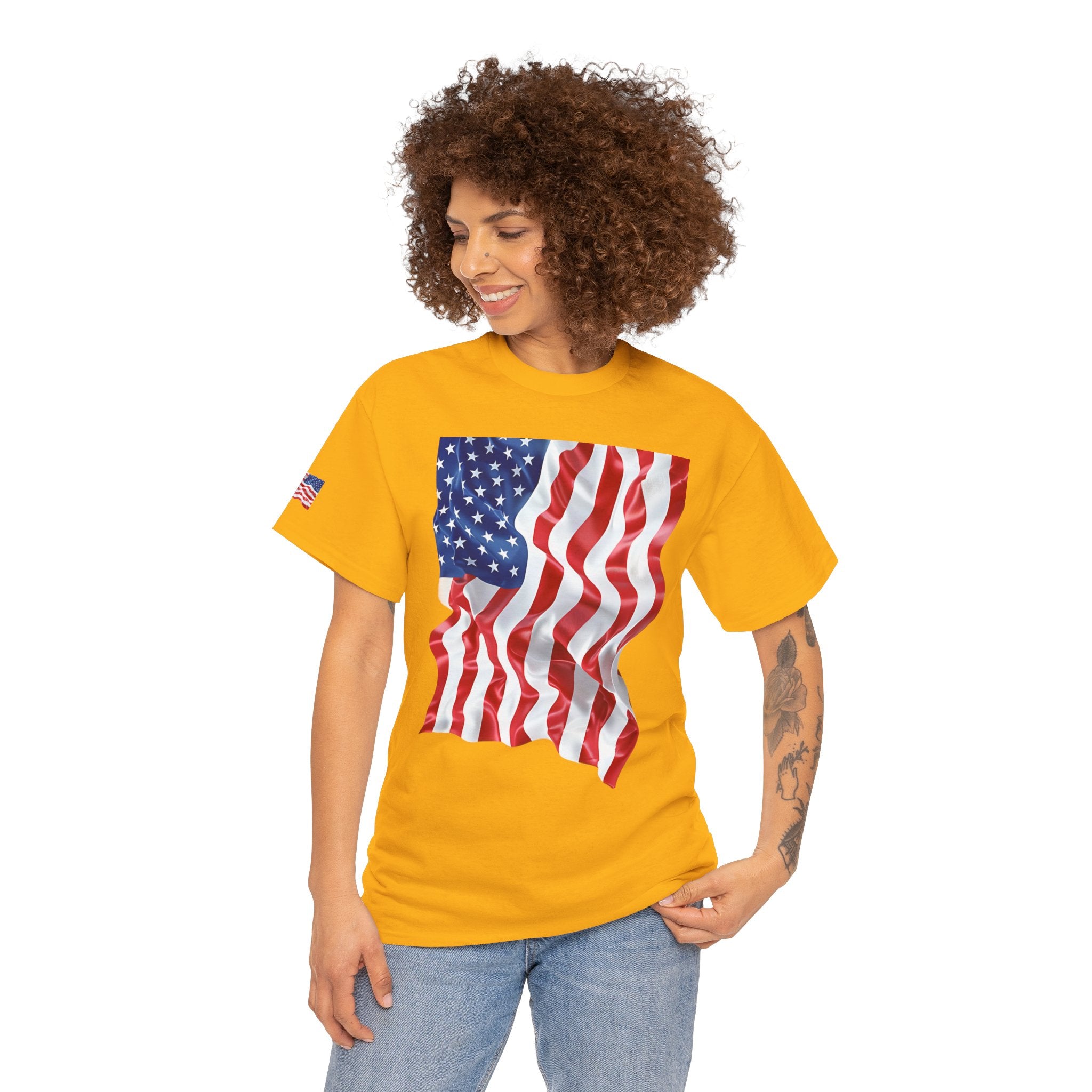 American Flag T-Shirt — Waving USA Graphic Tee (Fourth of July, Memorial Day)