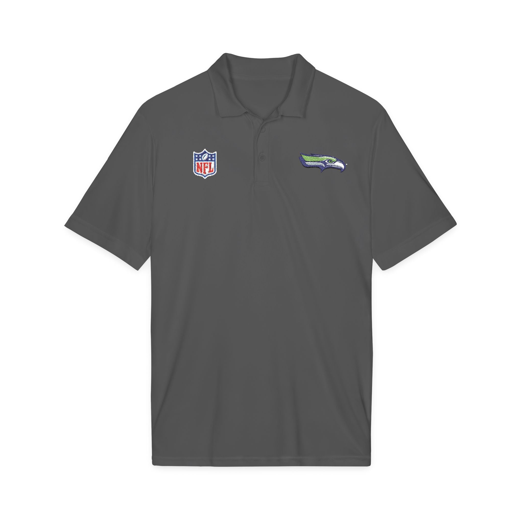 Seahawks Embroidered Polo Shirt — NFL Logo Performance Golf Polo