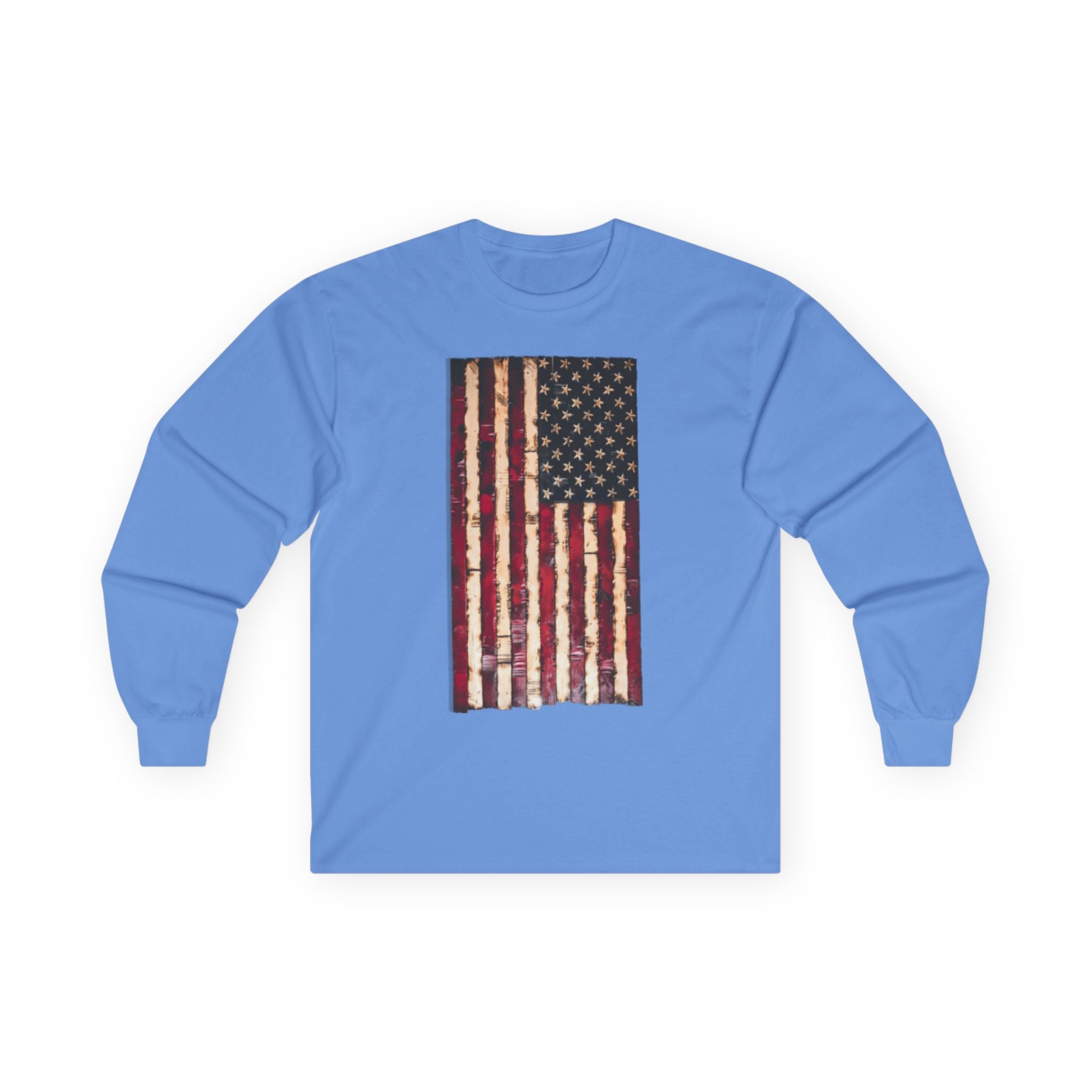 Distressed American Flag Long Sleeve Tee