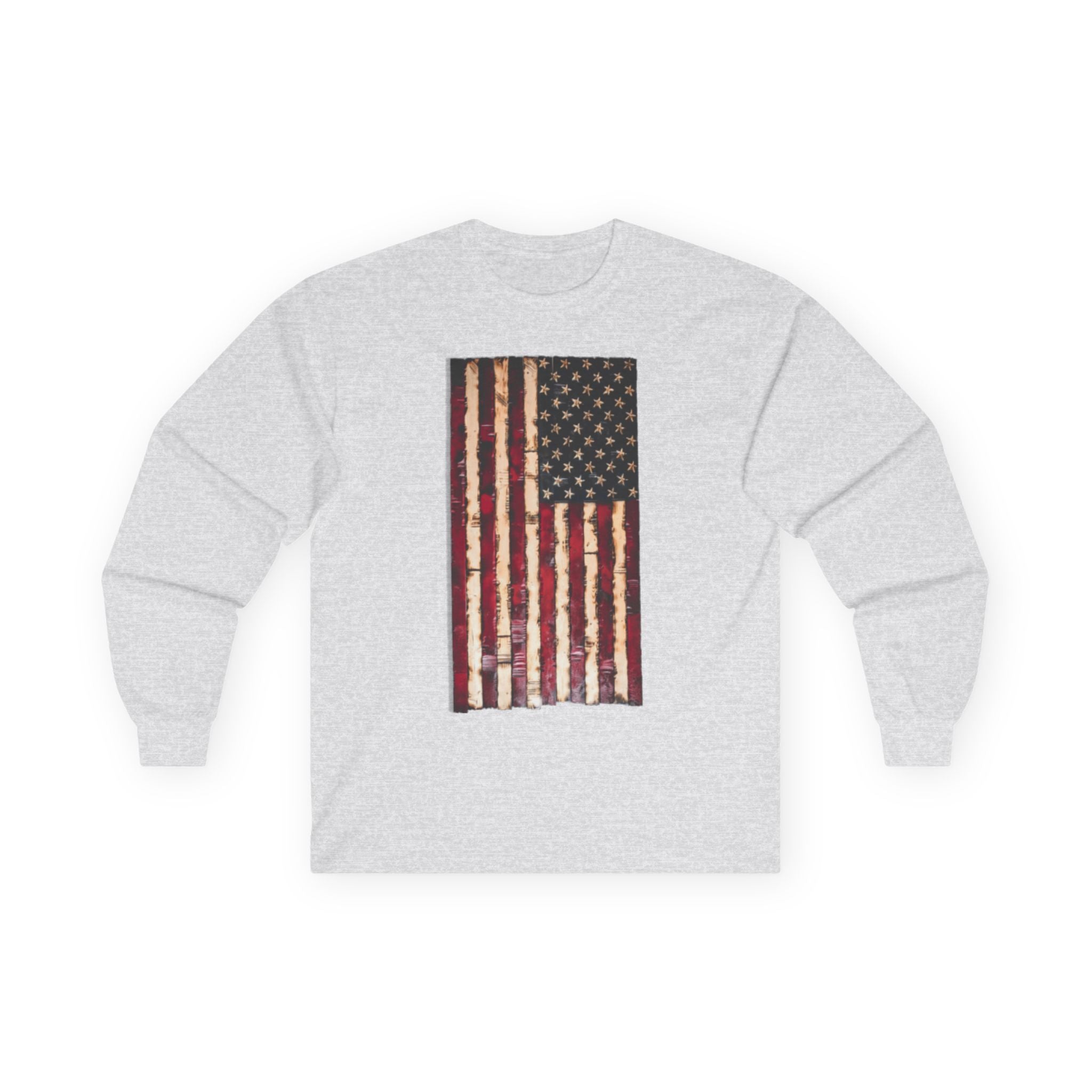 Distressed American Flag Long Sleeve Tee