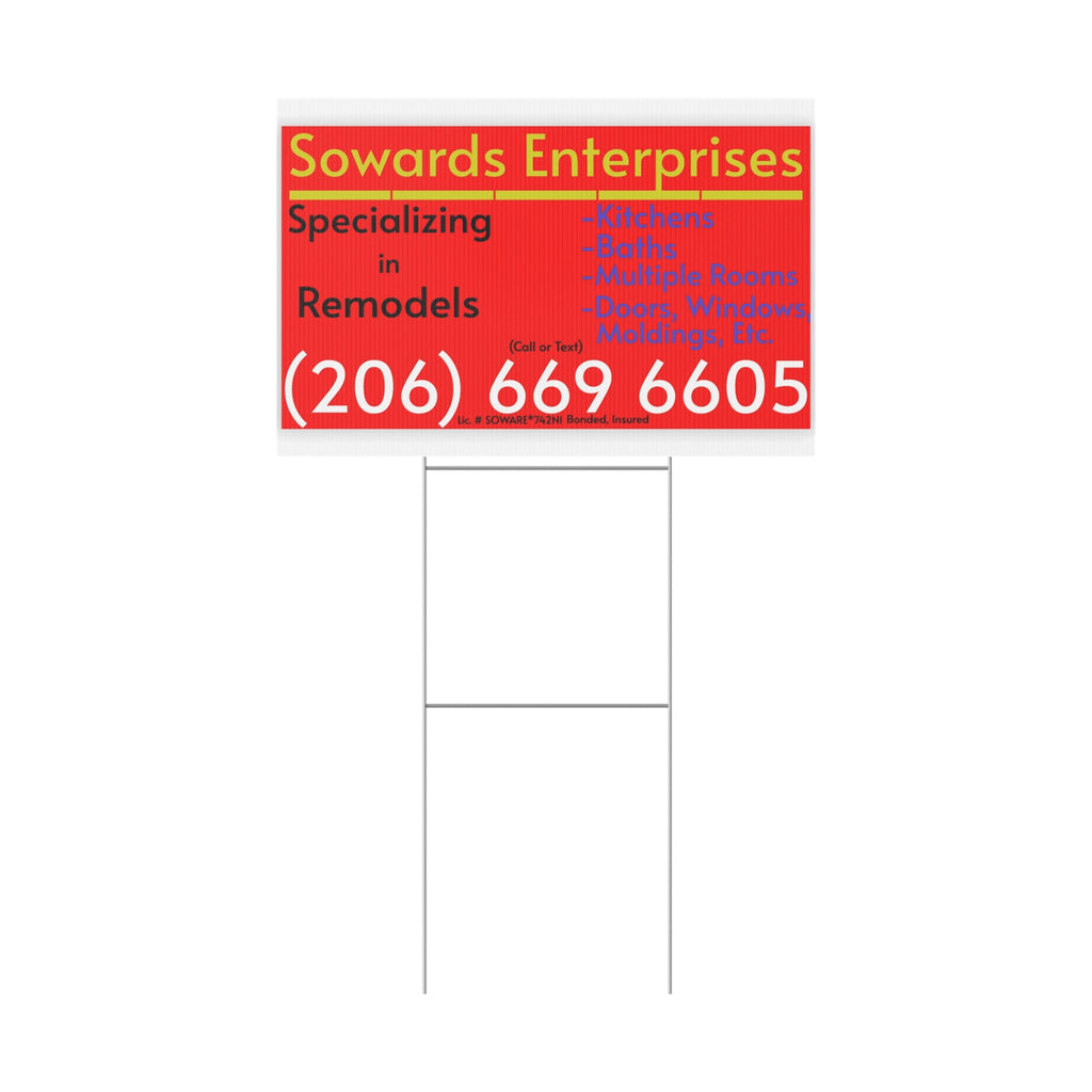 Plastic Yard Sign — Custom Business Real Estate Remodel Lawn Sign with Phone Number