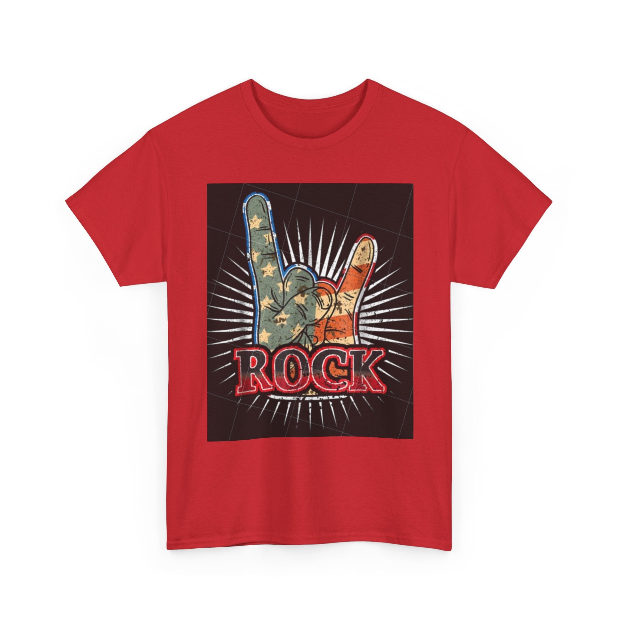 Rock Hand Graphic Tee — Vintage American Flag Rock'n'Roll T-Shirt