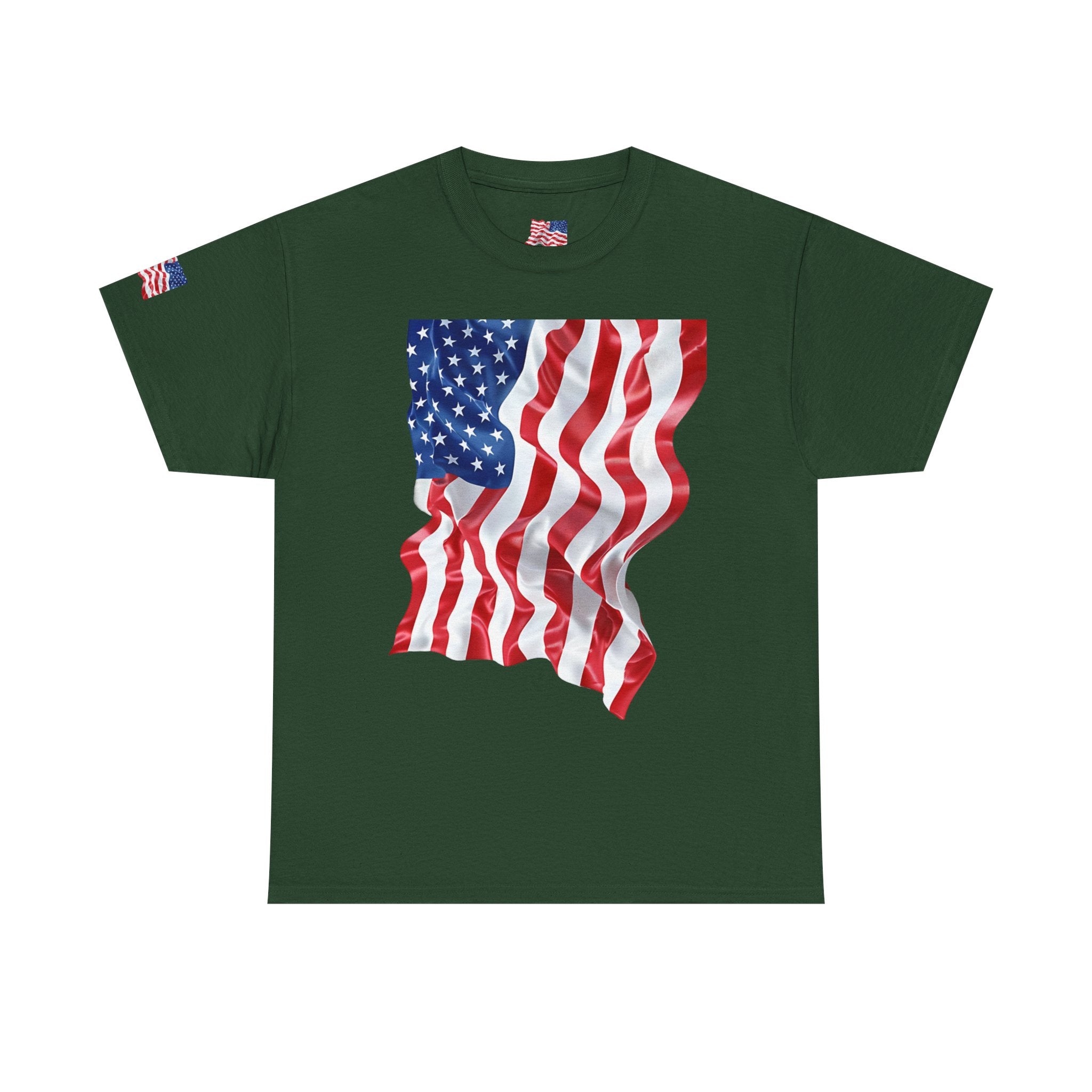 American Flag T-Shirt — Waving USA Graphic Tee (Fourth of July, Memorial Day)