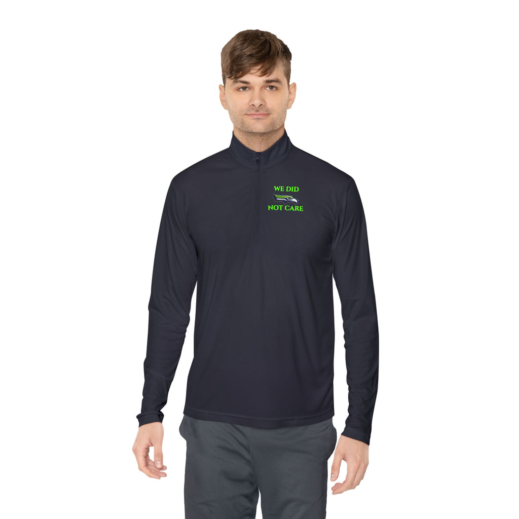 Quarter-Zip Pullover — 'We're Lovin' Life' Green Camper Graphic