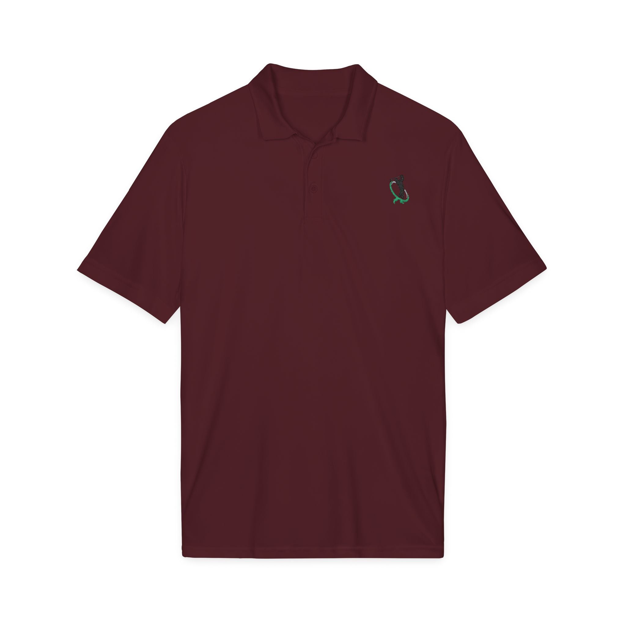 Embroidered Golf Polo Shirt — Small Golfer Logo Performance Polo