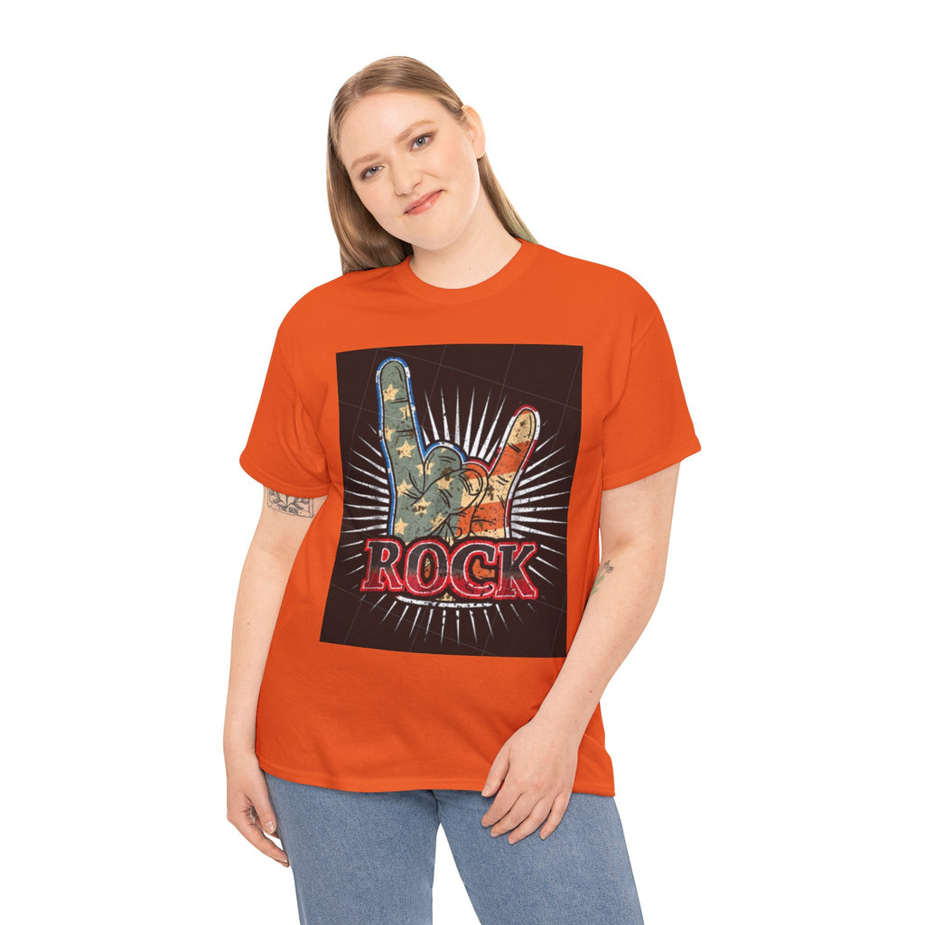 Rock Hand Graphic Tee — Vintage American Flag Rock'n'Roll T-Shirt