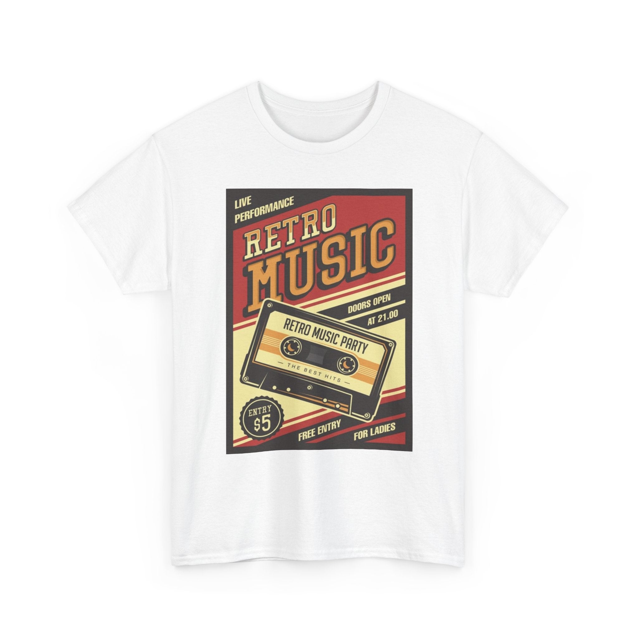 Retro Music Cassette Tee — Vintage 80s Band Poster T-Shirt
