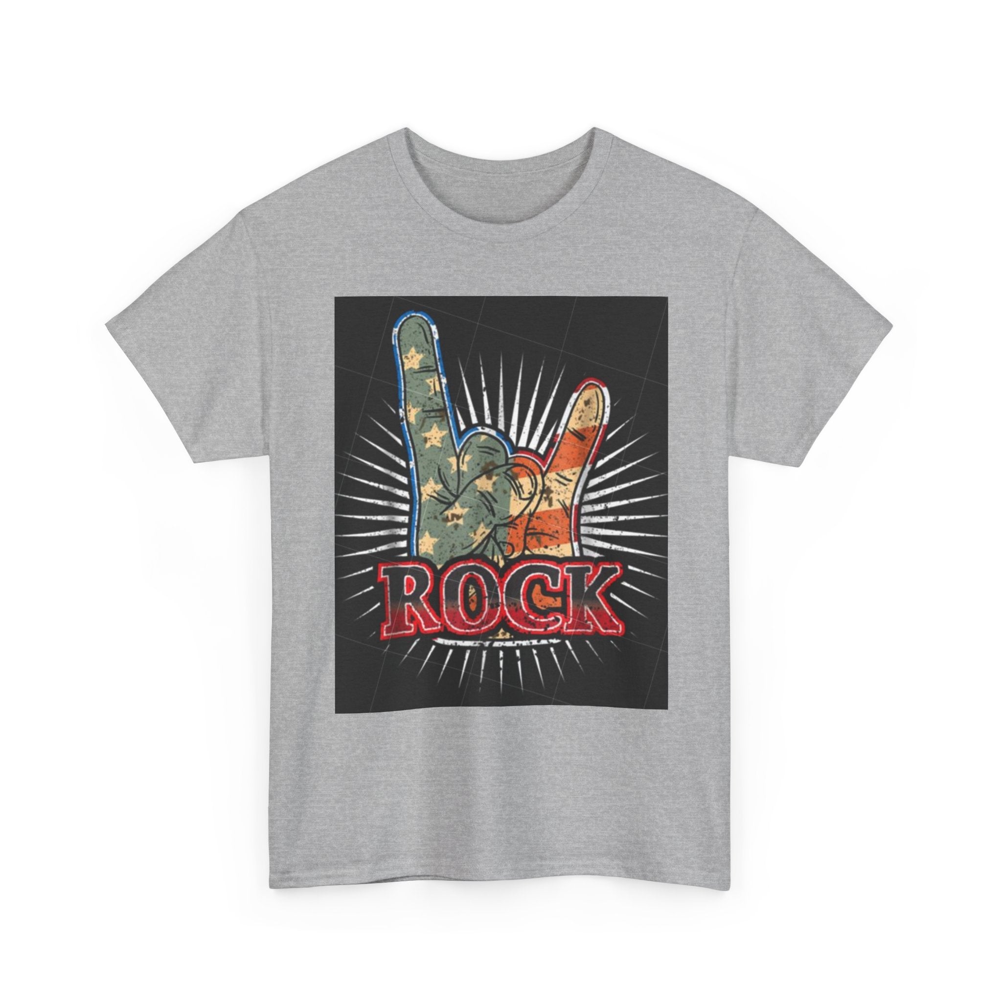 Rock Hand Graphic Tee — Vintage American Flag Rock'n'Roll T-Shirt
