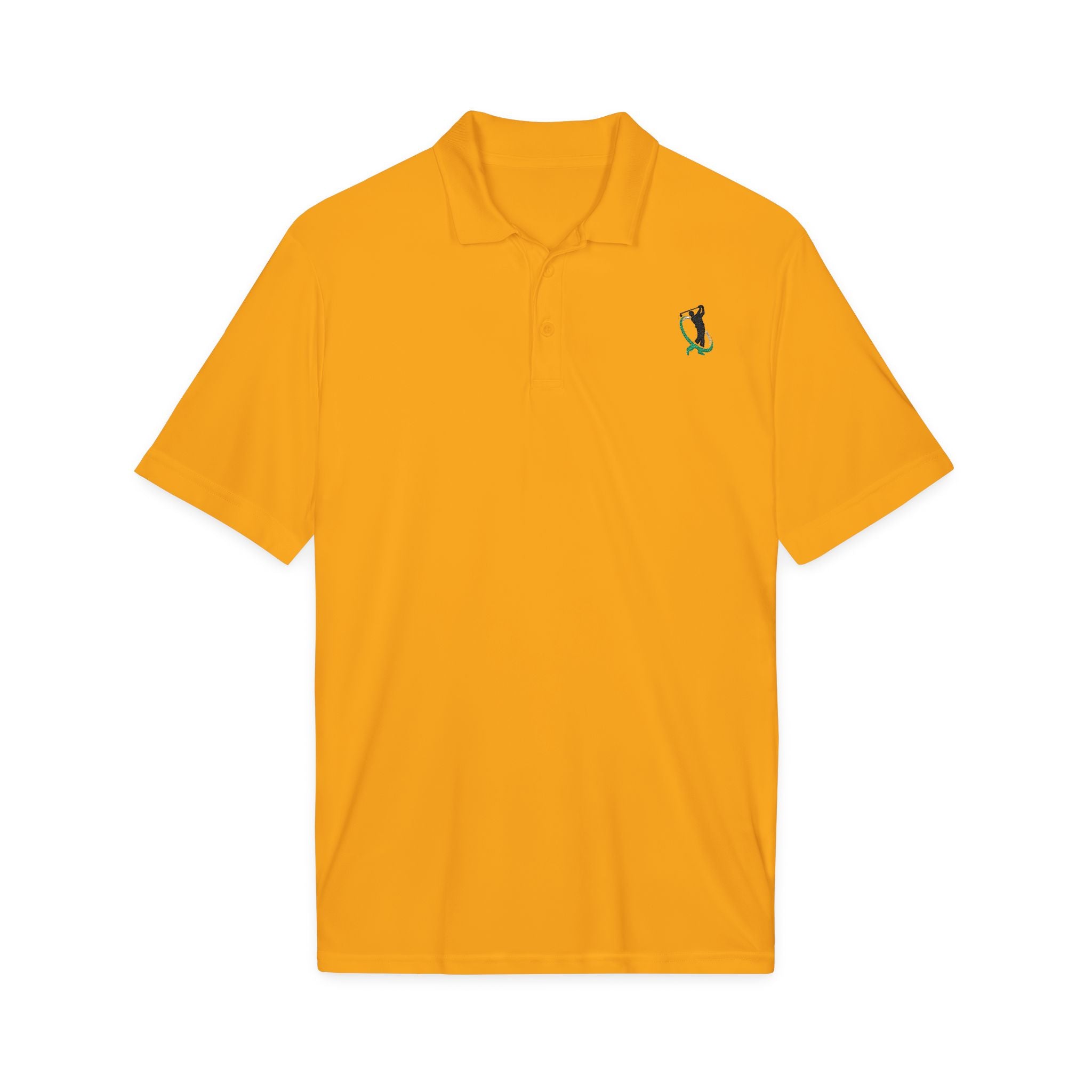 Embroidered Golf Polo Shirt — Small Golfer Logo Performance Polo