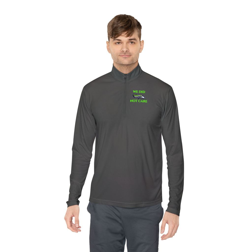 Quarter-Zip Pullover — 'We're Lovin' Life' Green Camper Graphic