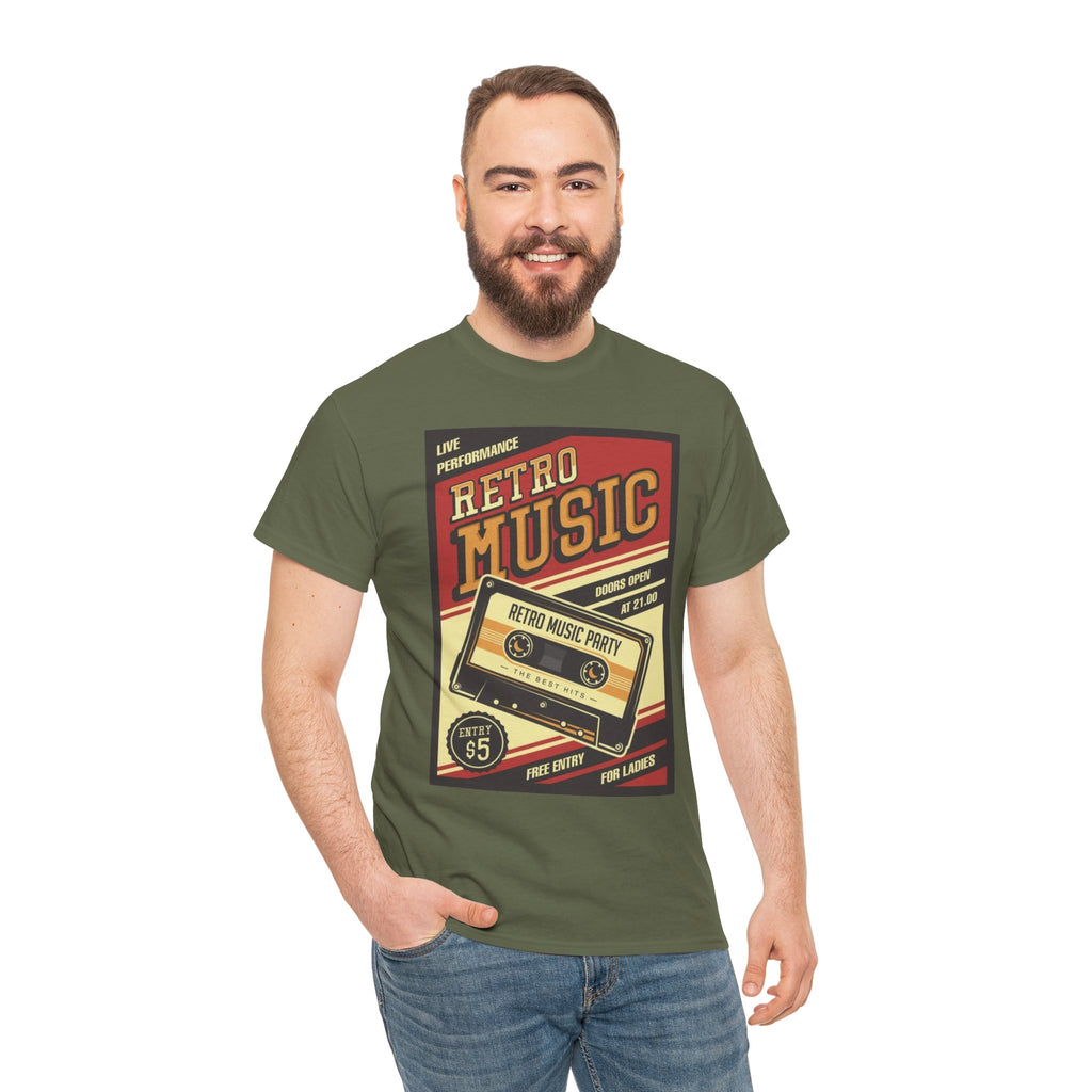 Retro Music Cassette Tee — Vintage 80s Band Poster T-Shirt