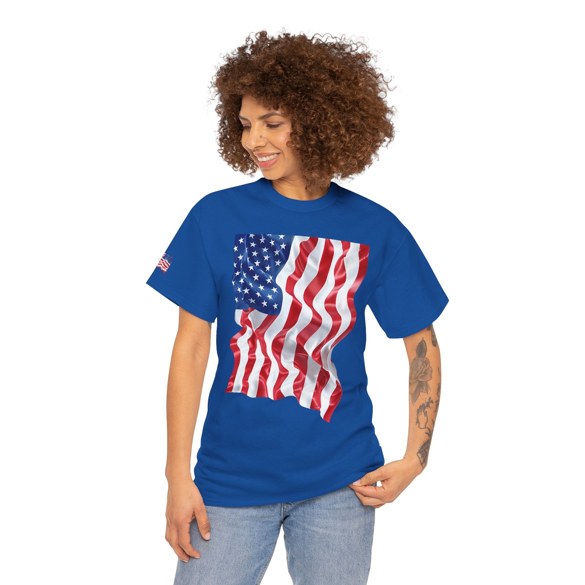 American Flag T-Shirt — Waving USA Graphic Tee (Fourth of July, Memorial Day)