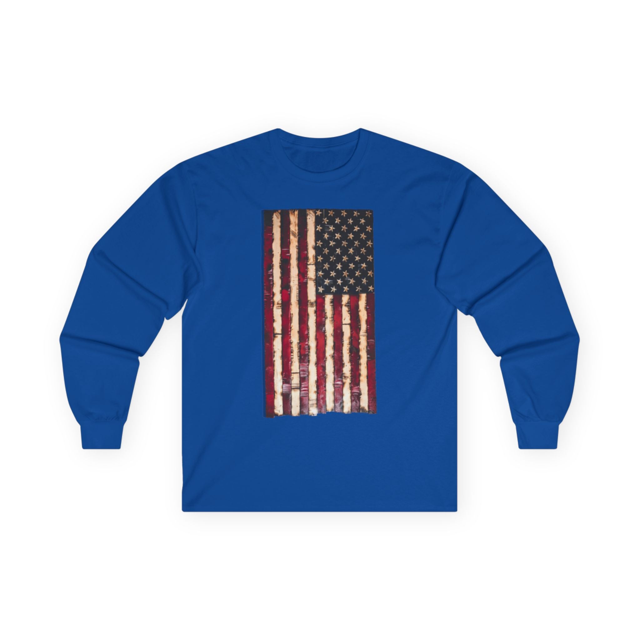 Distressed American Flag Long Sleeve Tee