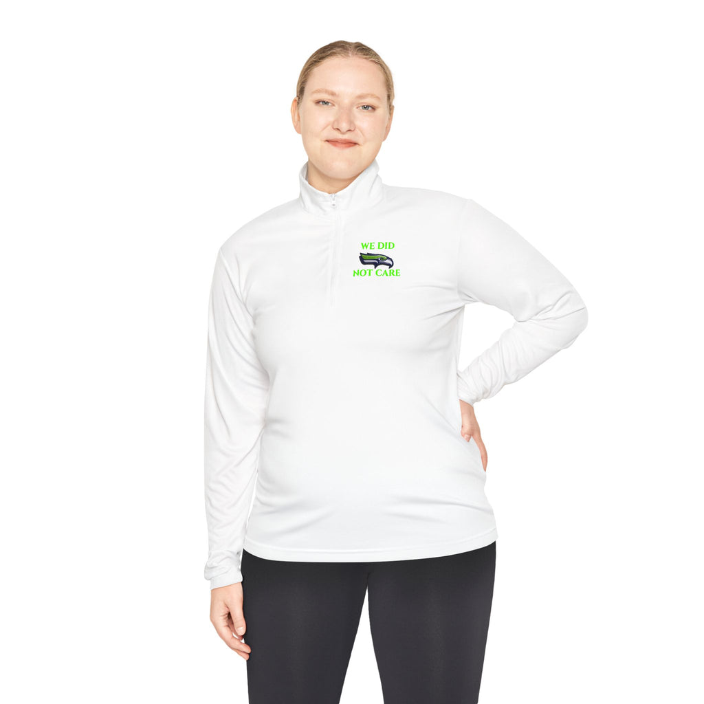 Quarter-Zip Pullover — 'We're Lovin' Life' Green Camper Graphic
