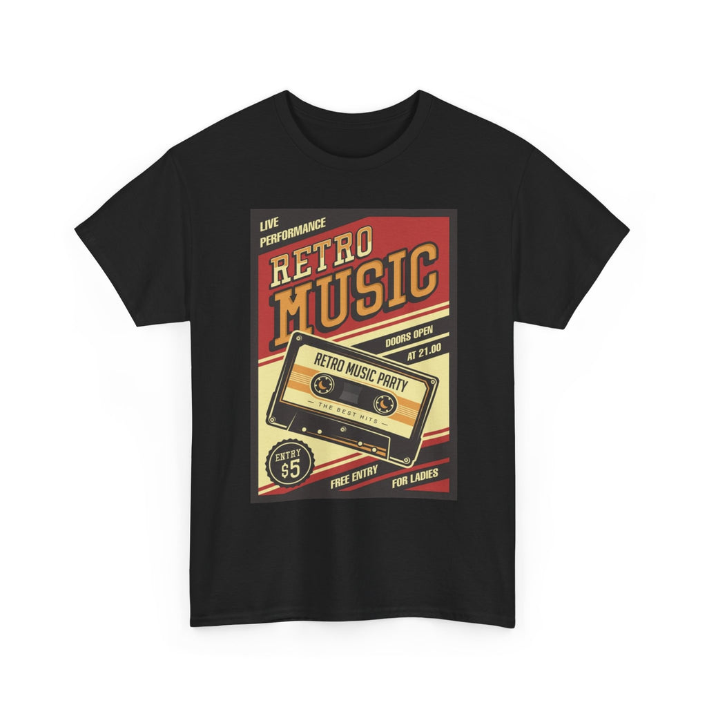 Retro Music Cassette Tee — Vintage 80s Band Poster T-Shirt