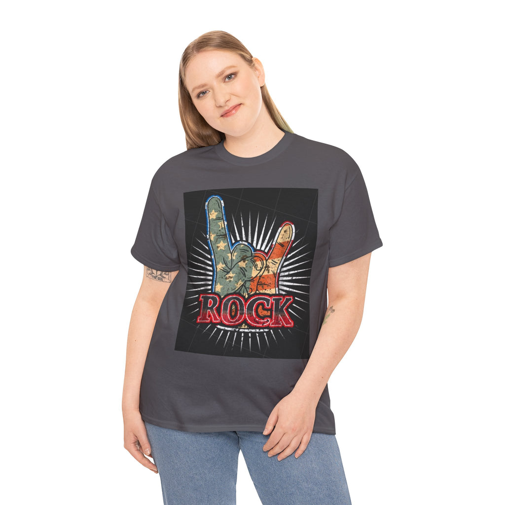 Rock Hand Graphic Tee — Vintage American Flag Rock'n'Roll T-Shirt
