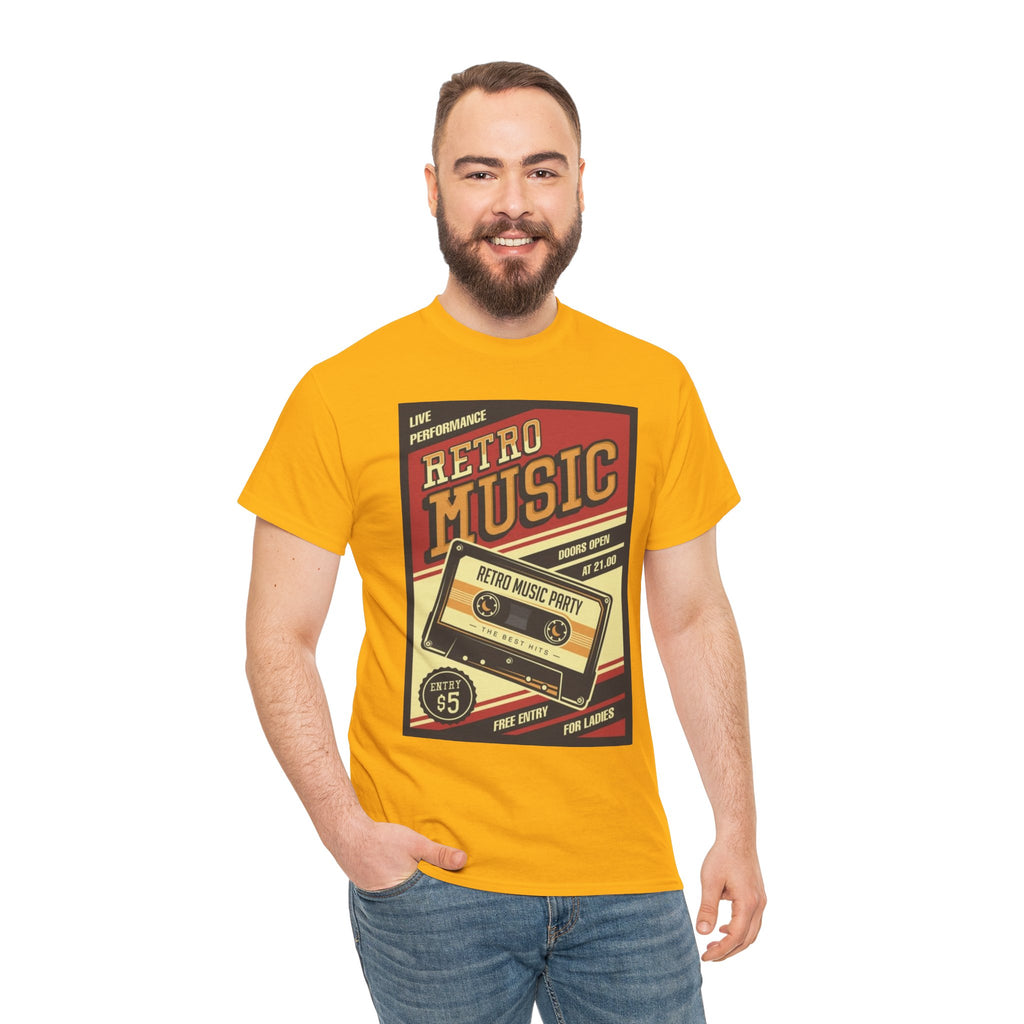 Retro Music Cassette Tee — Vintage 80s Band Poster T-Shirt