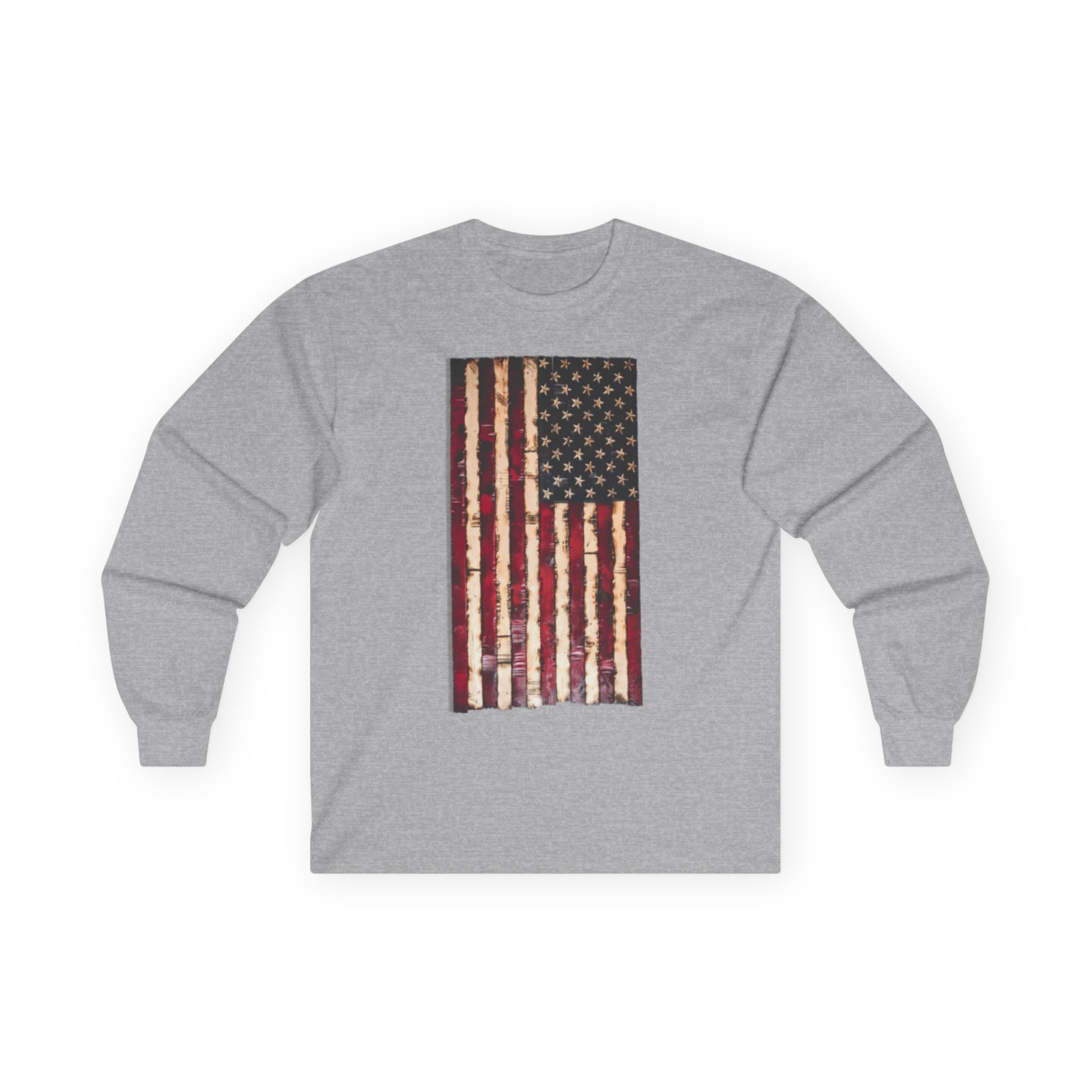 Distressed American Flag Long Sleeve Tee