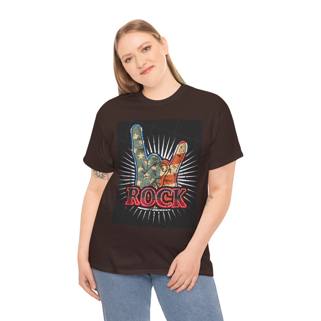 Rock Hand Graphic Tee — Vintage American Flag Rock'n'Roll T-Shirt