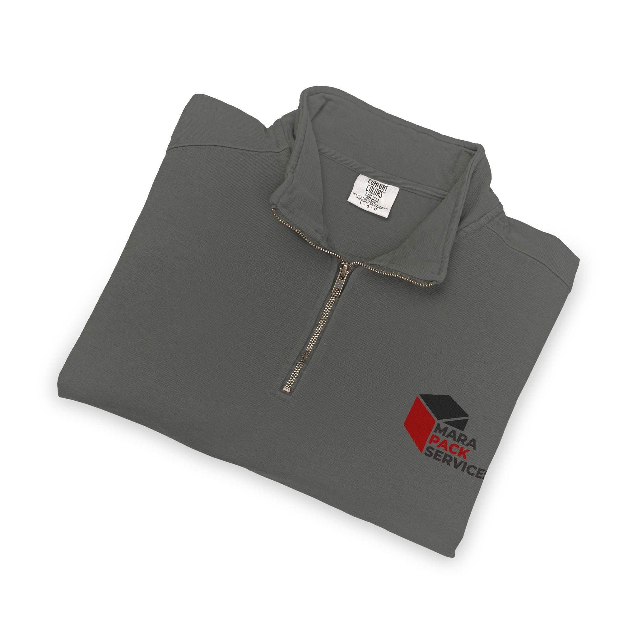 Quarter-Zip Sweatshirt — Minimal Red & Black Hex Logo