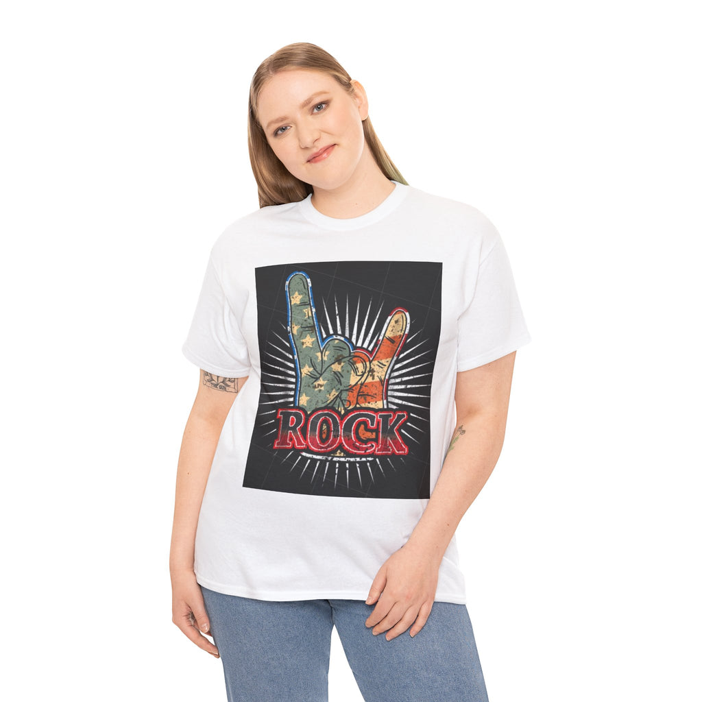 Rock Hand Graphic Tee — Vintage American Flag Rock'n'Roll T-Shirt