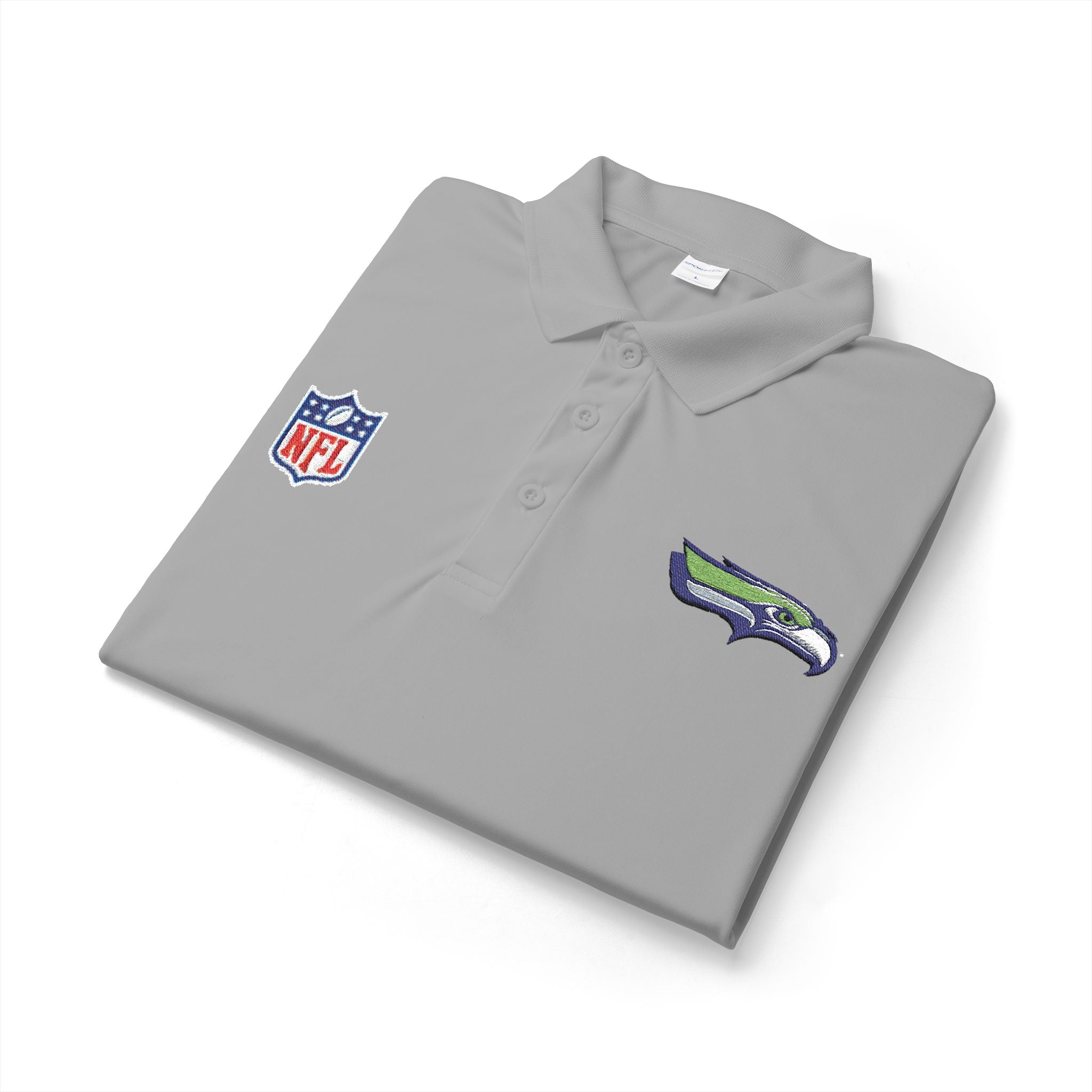Seahawks Embroidered Polo Shirt — NFL Logo Performance Golf Polo