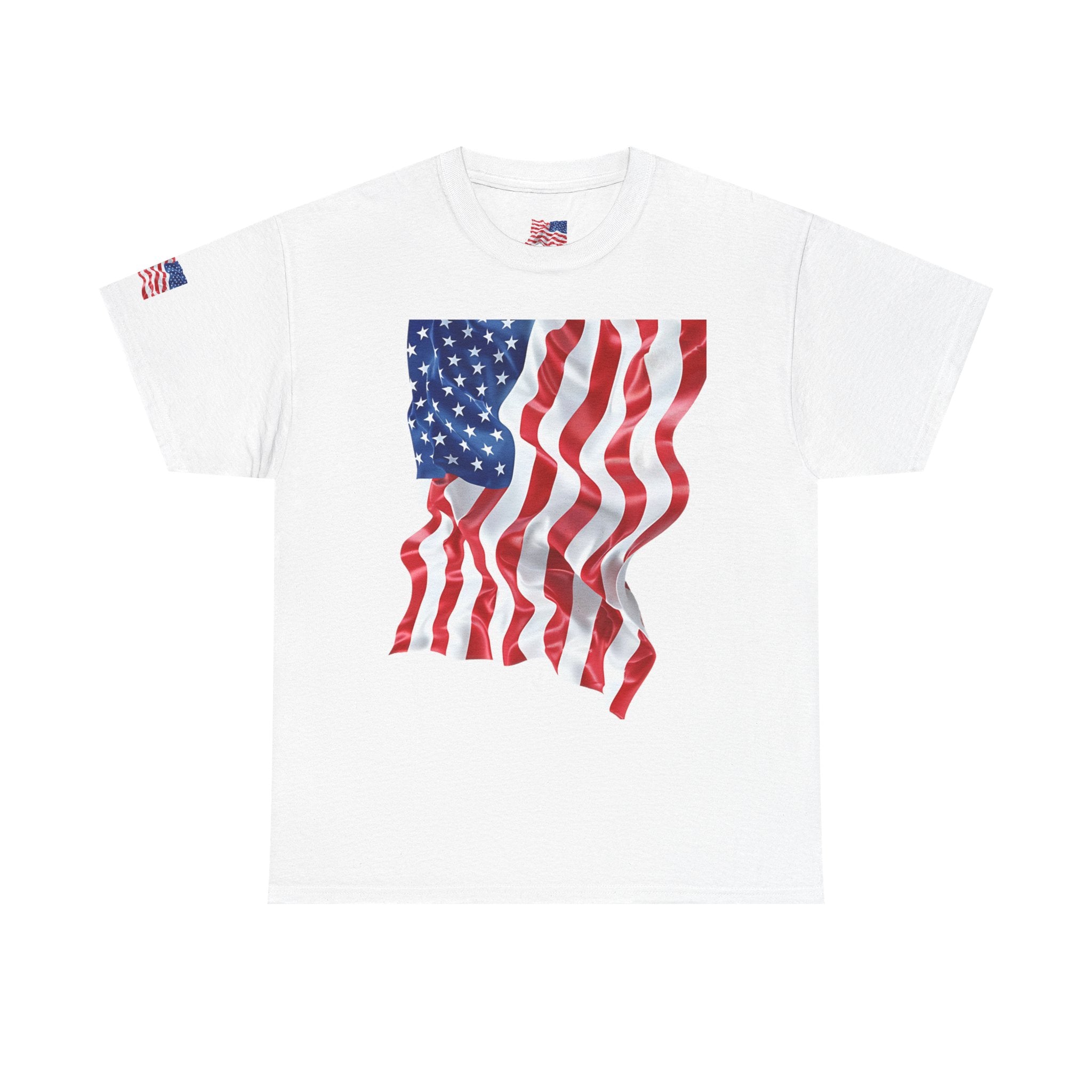 American Flag T-Shirt — Waving USA Graphic Tee (Fourth of July, Memorial Day)