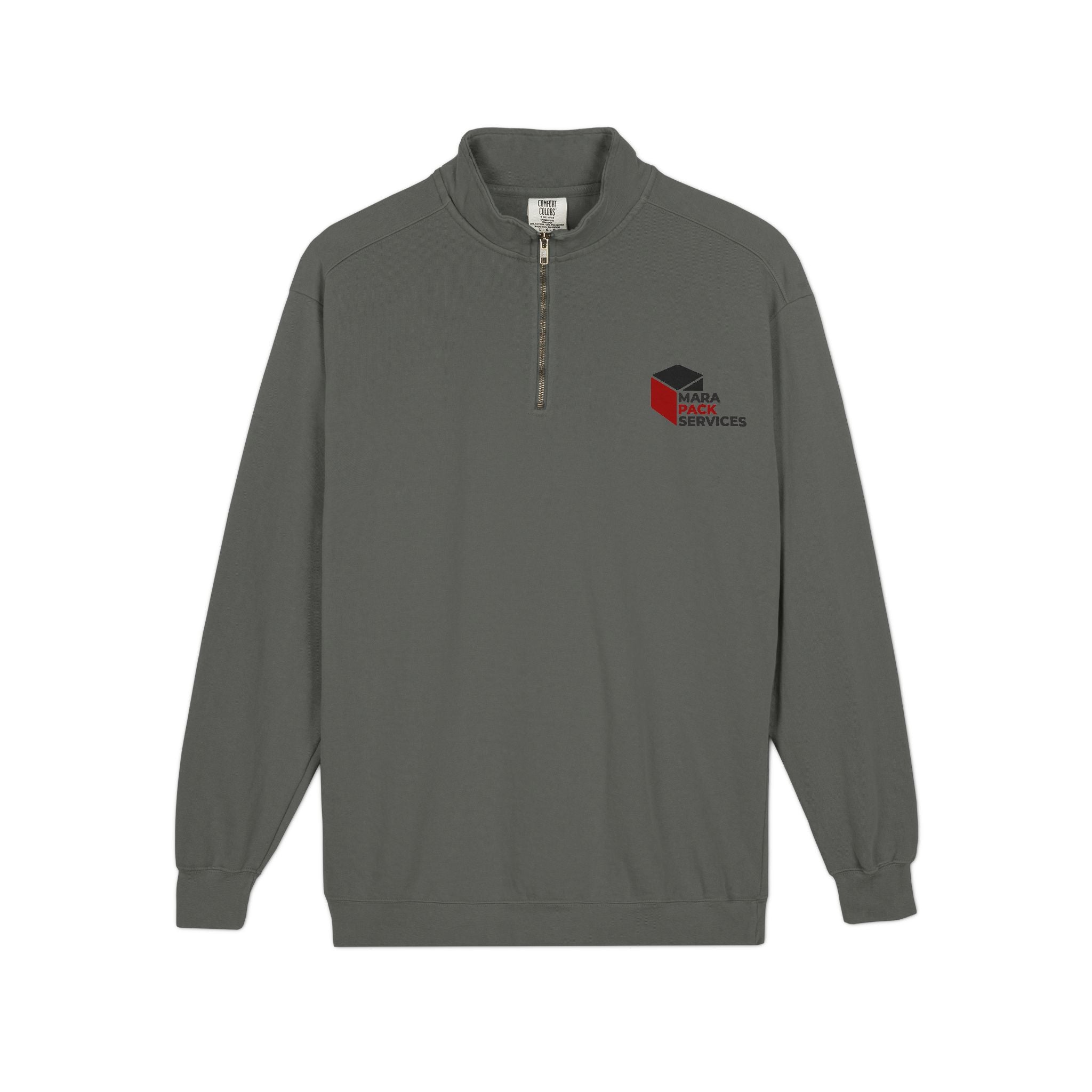 Quarter-Zip Sweatshirt — Minimal Red & Black Hex Logo