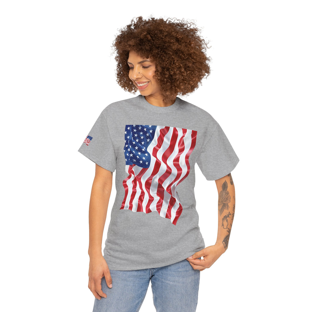 American Flag T-Shirt — Waving USA Graphic Tee (Fourth of July, Memorial Day)