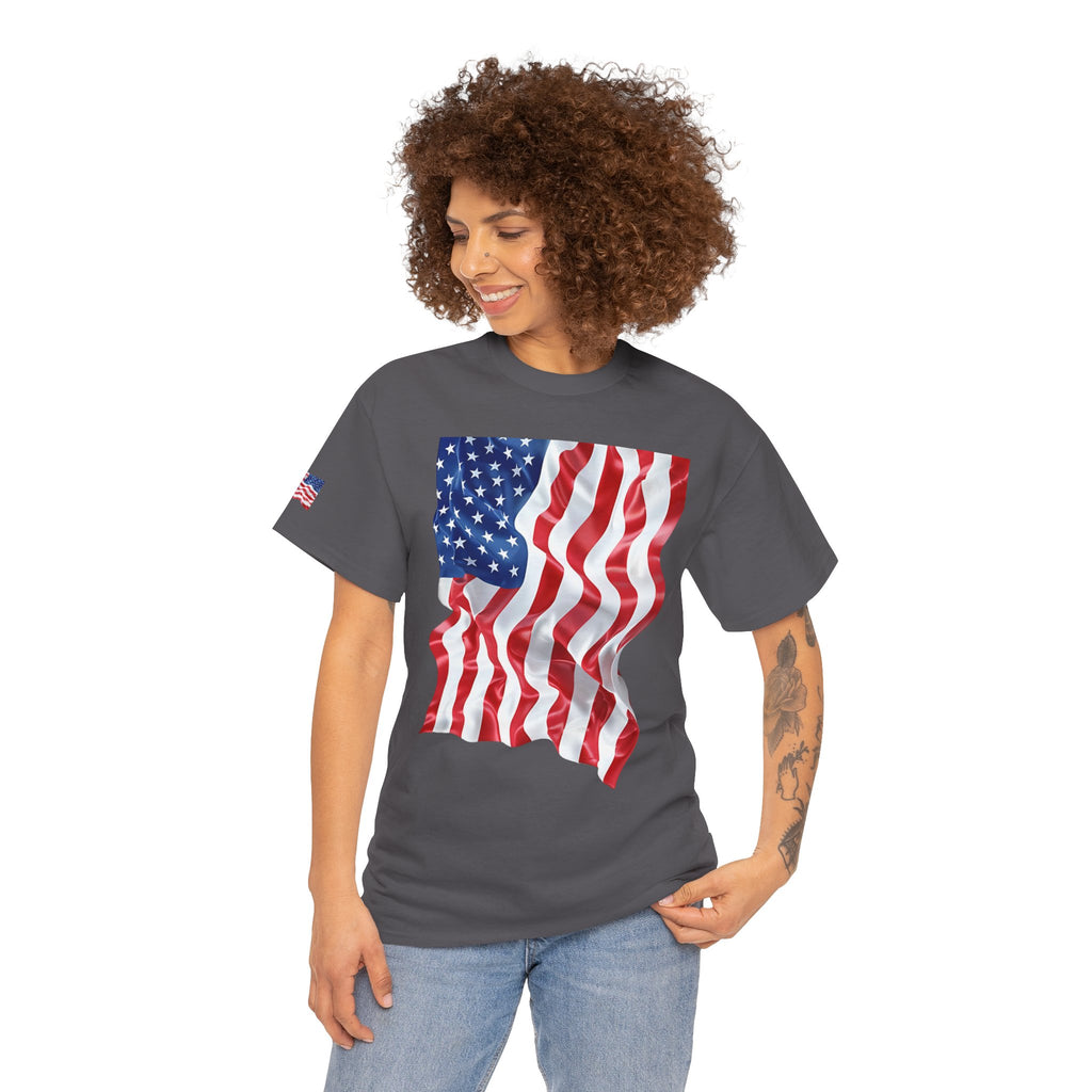 American Flag T-Shirt — Waving USA Graphic Tee (Fourth of July, Memorial Day)