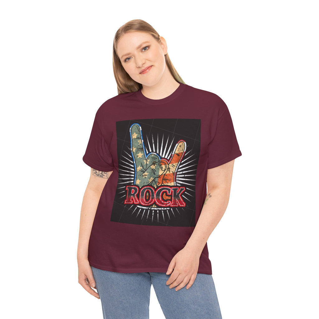 Rock Hand Graphic Tee — Vintage American Flag Rock'n'Roll T-Shirt